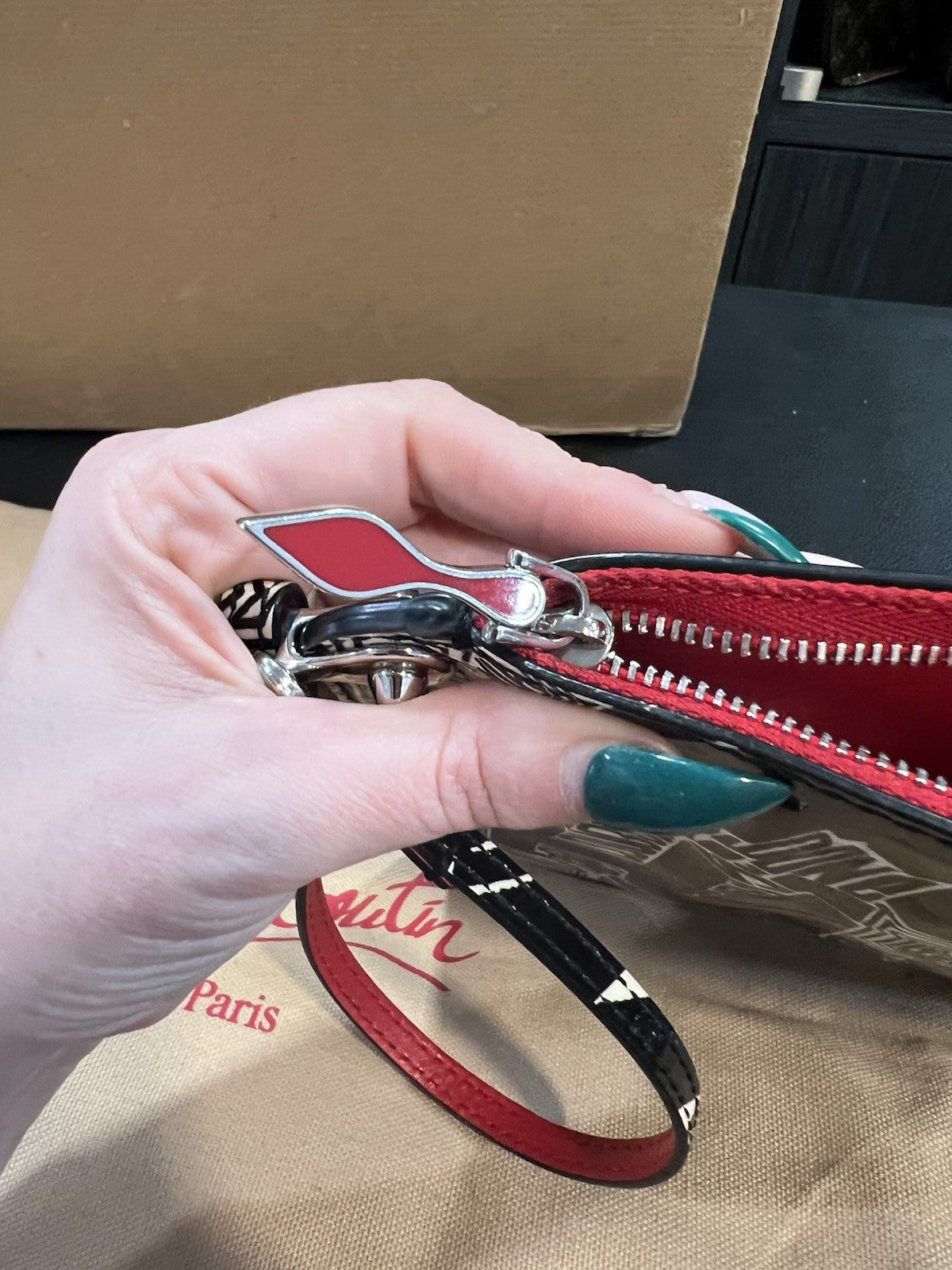 Christian Louboutin Metro Graffiti Cabata Small Tote W/Box Duster & Authenticity