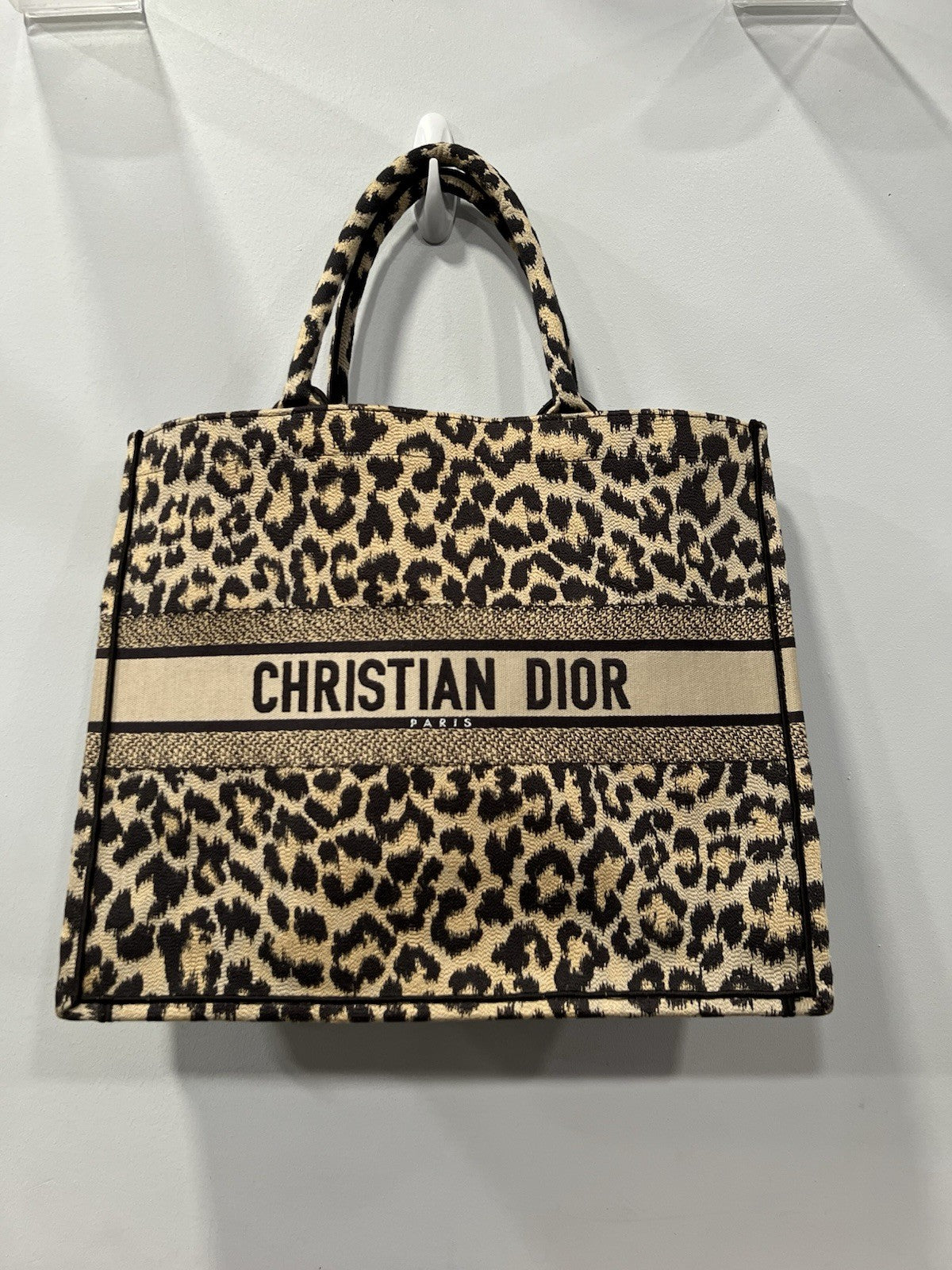 Christian Dior Mizza Embroidered Leopard Book Tote