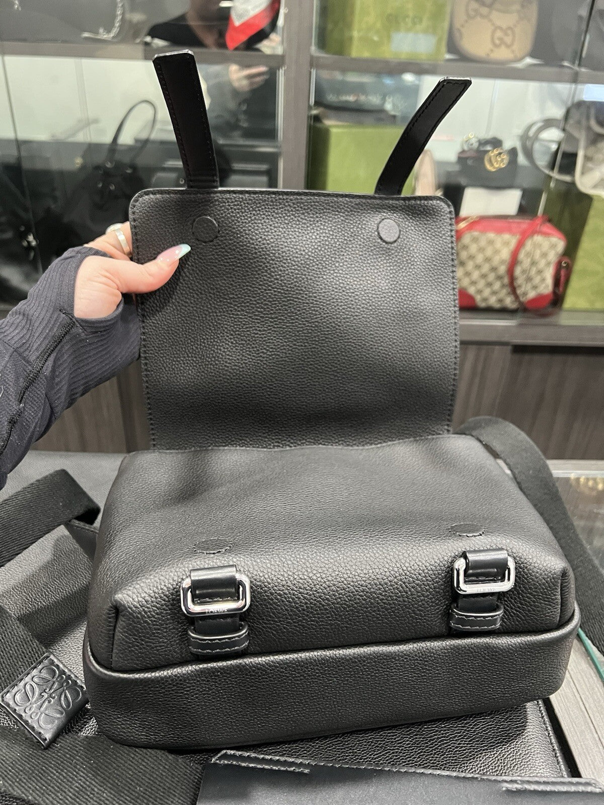 Loewe XS Military Messenger Bag In Black W/Cert of Authenticity