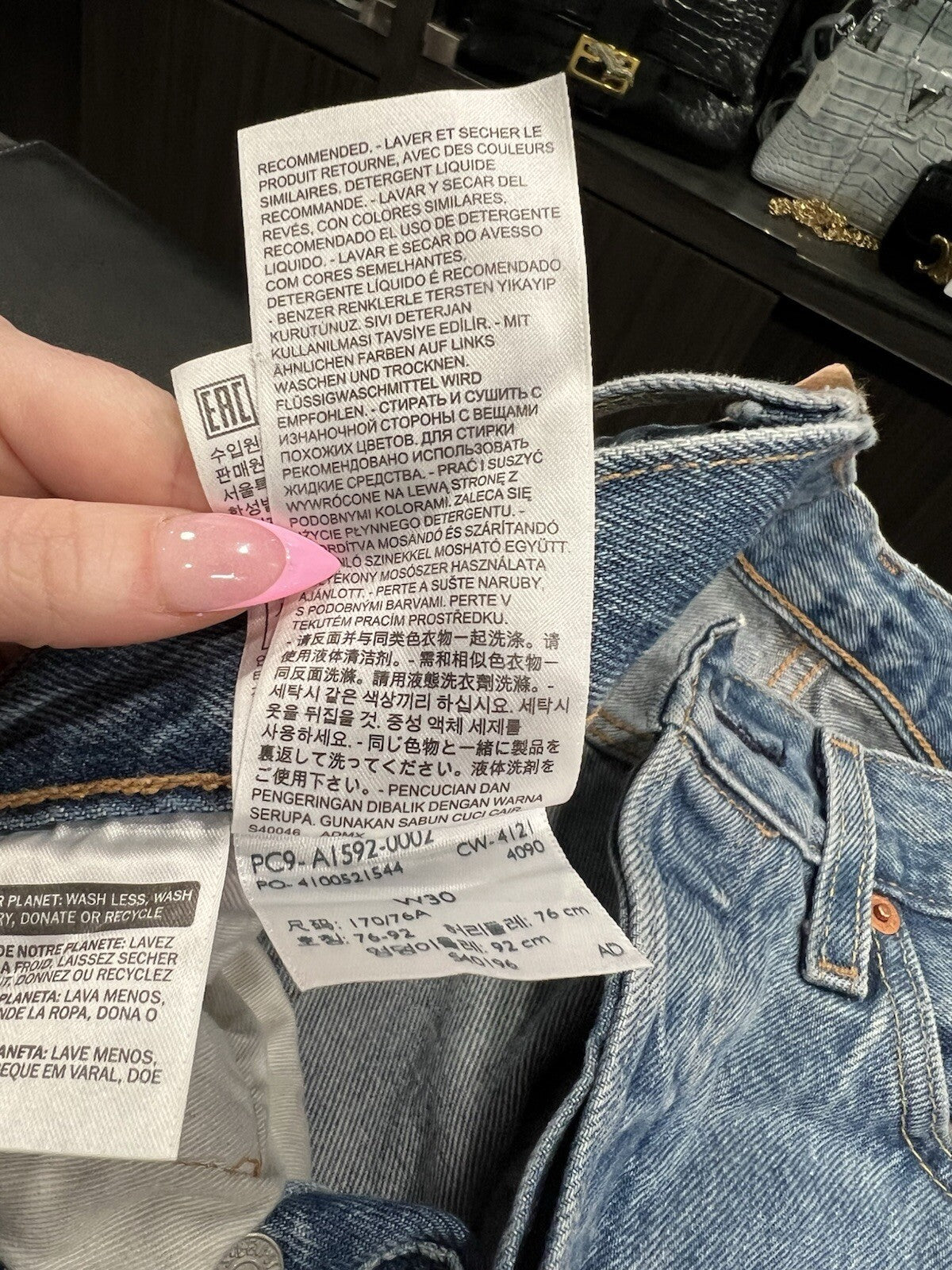 Denim Tears Bstroy Tears 501 DT Light Wash Jean Pink/Green 30 X 32