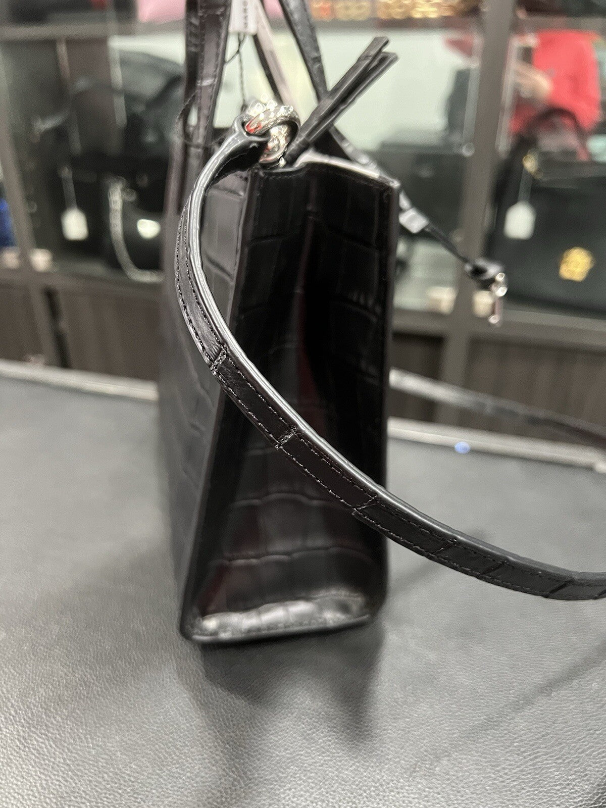 Marc Jacobs Croc Embossed Black Leather Tote NWT Retail $425