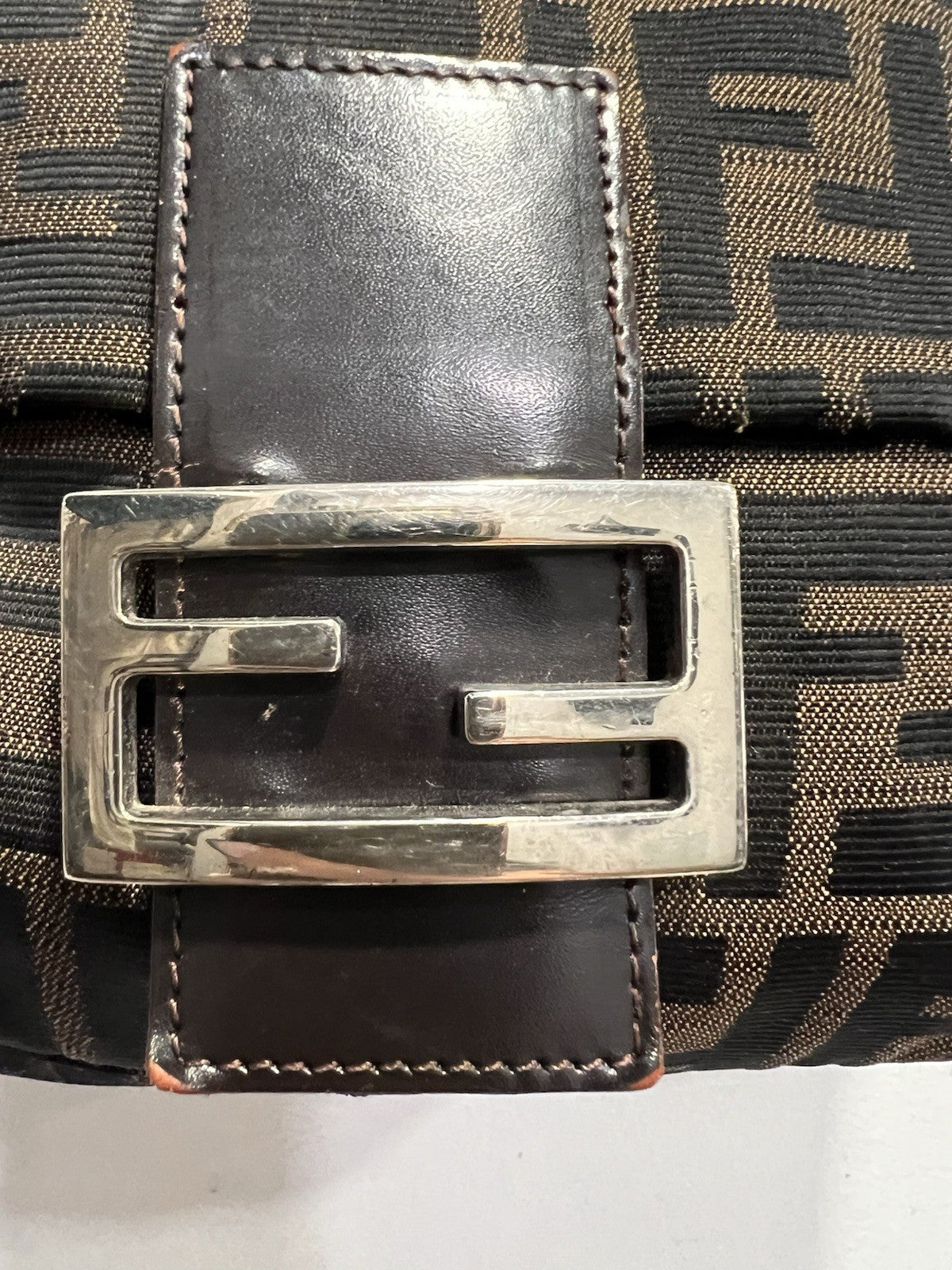Fendi Zucca FF Mama Baguette Shoulder Bag With Authenticity