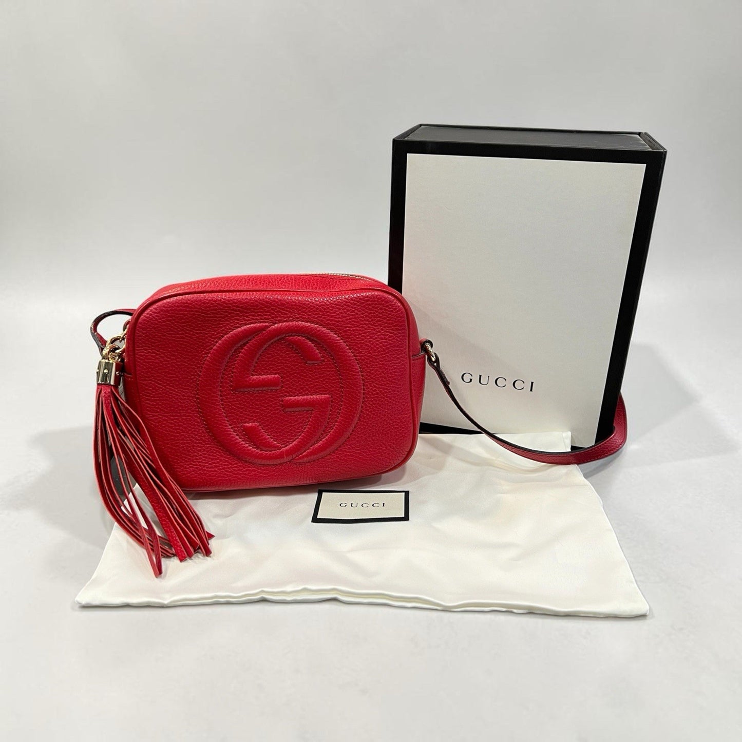 Gucci Red Soho Crossbody Bag With Box Duster & Authenticity