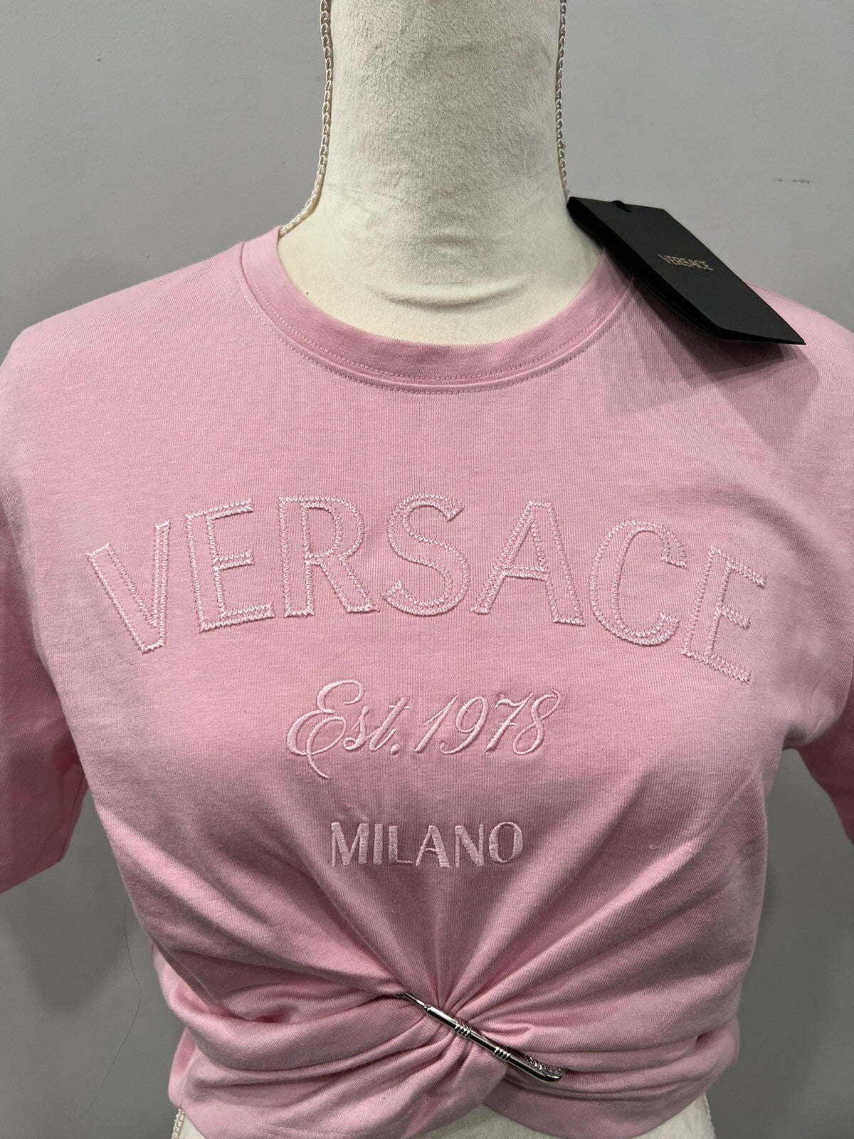Versace Milano Stamp Crop Tee Shirt Size 42/US6 NWT (Retail $770)