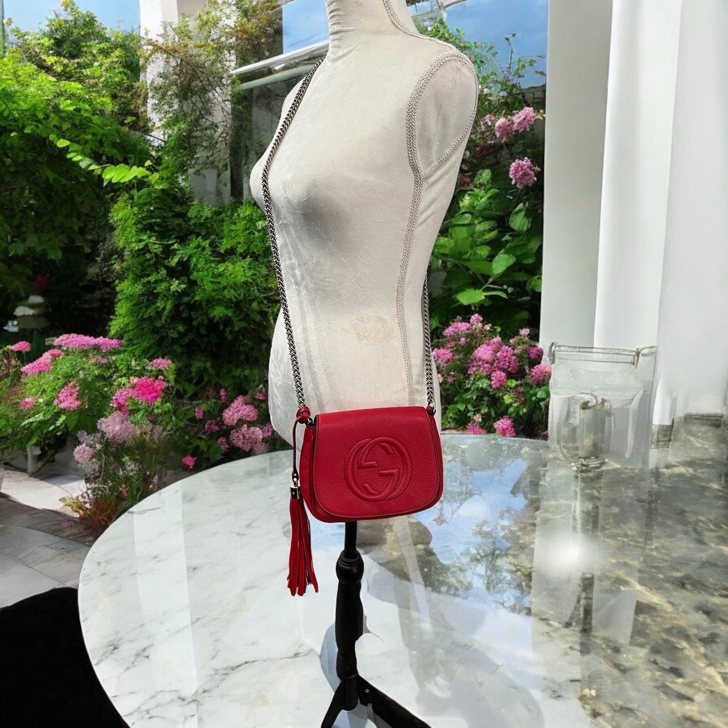 Gucci Red Leather Soho Mini Chain Bag With Certficate of Authenticity