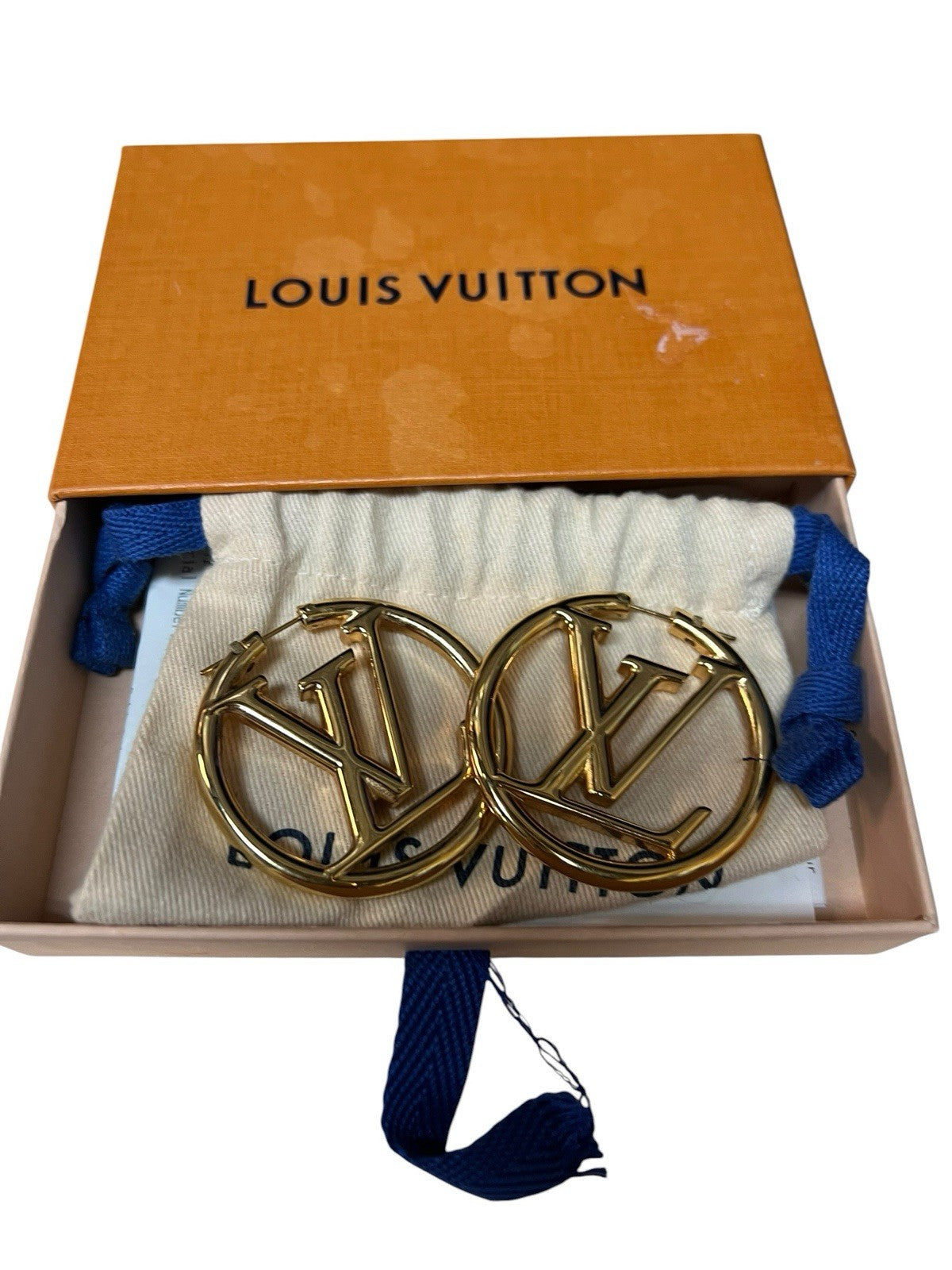 Louis Vuitton Louise GM Hoop Earrings Box Duster & Receipt Retail $740