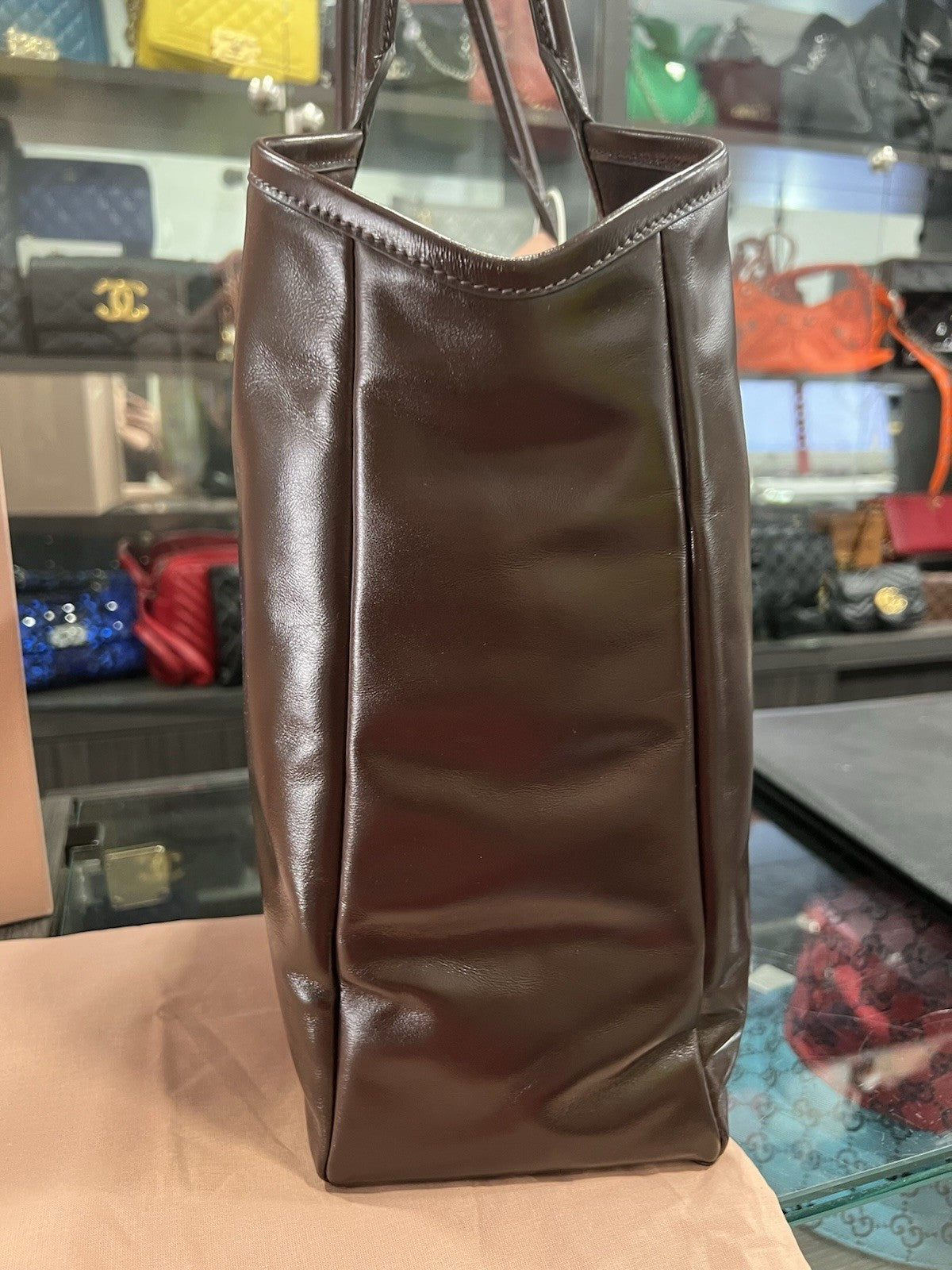 MIU MIU Ivy Tote Brown Leather Shoulder Bag NIB Retail $2590