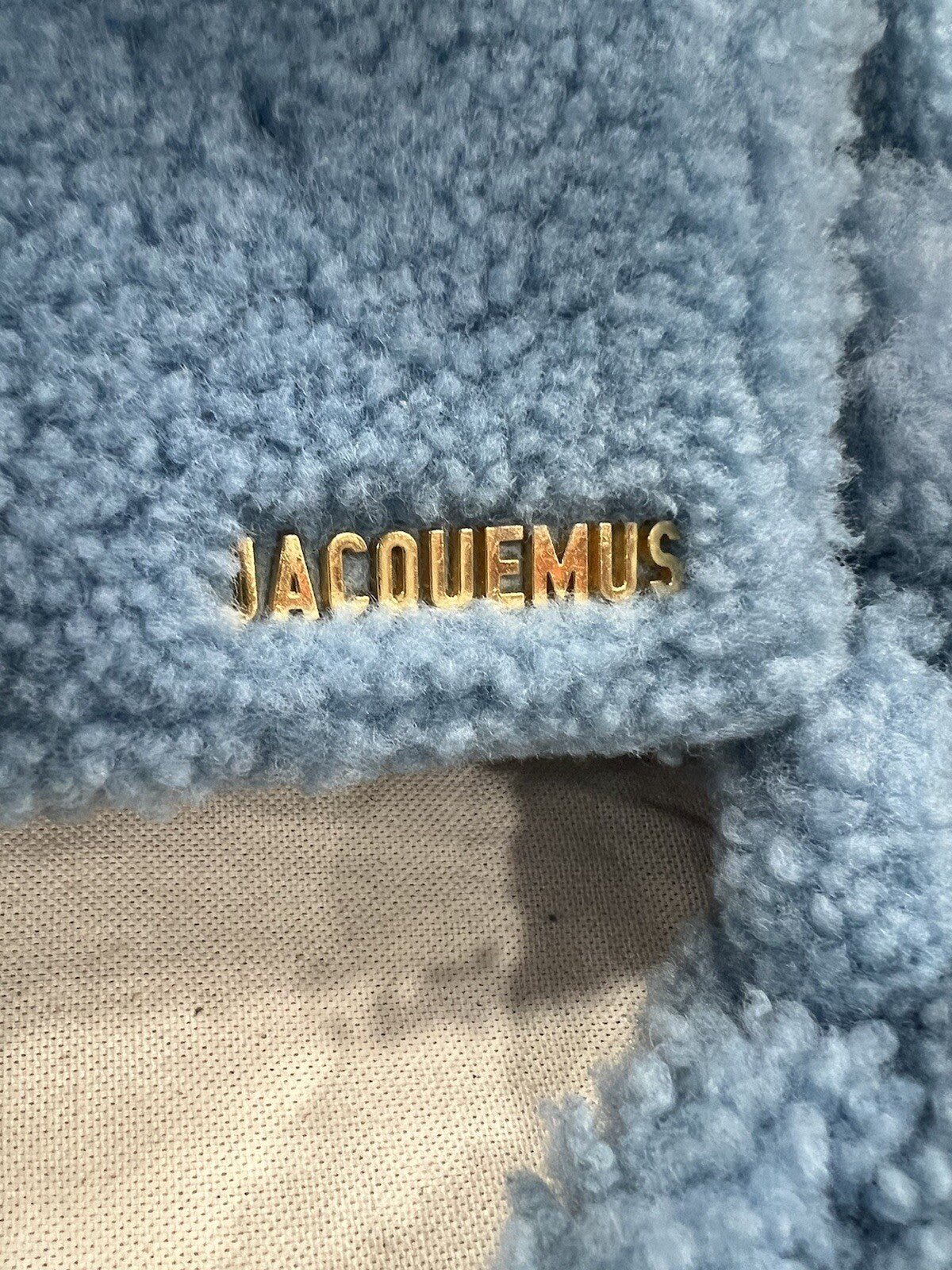 Jacquemus Le Bambidou Blue Shearling Shoulder Bag With Duster