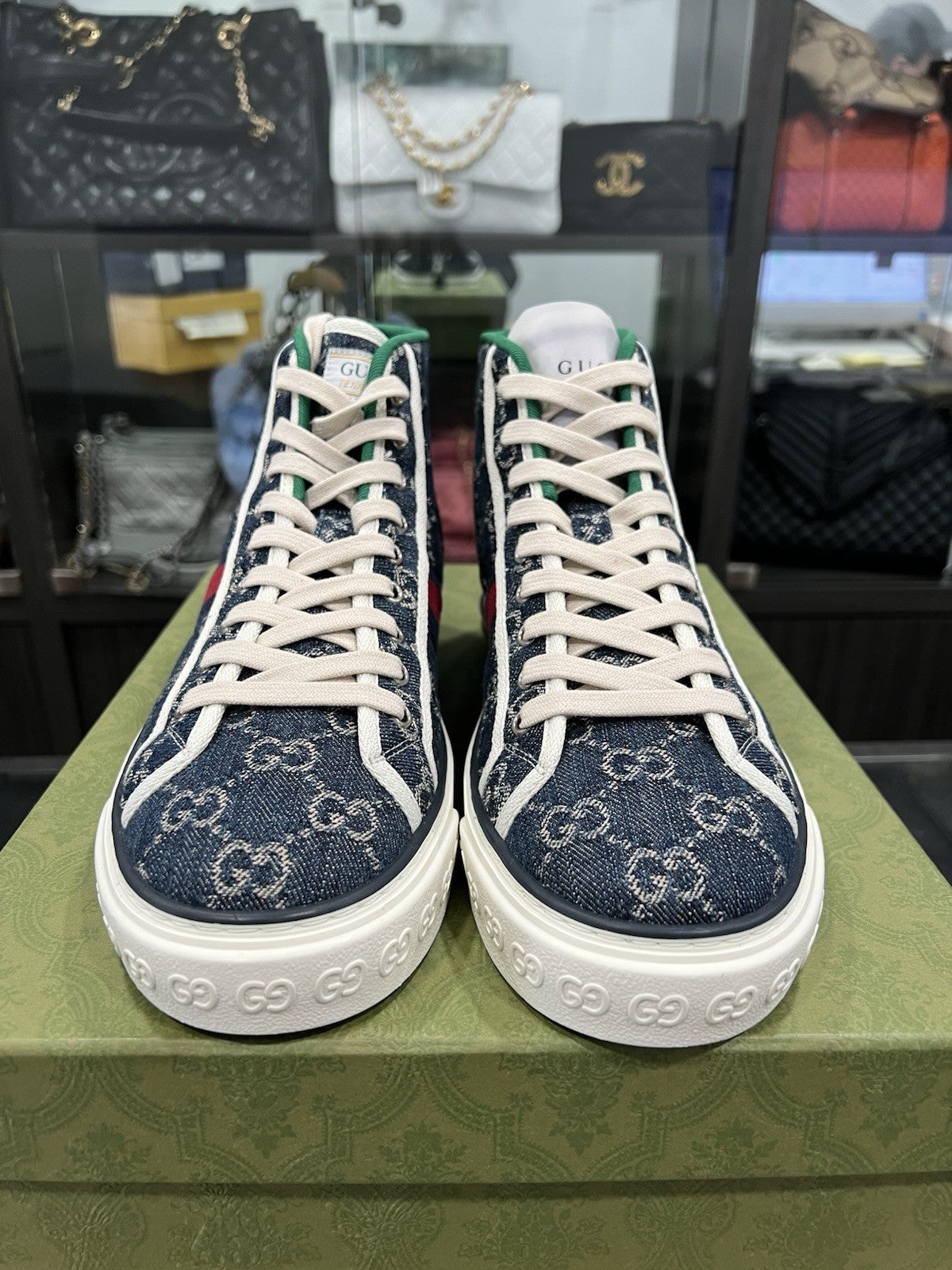 Gucci Men's 1977 Tennis Denim High Top Sz EU8.5/US9.5
