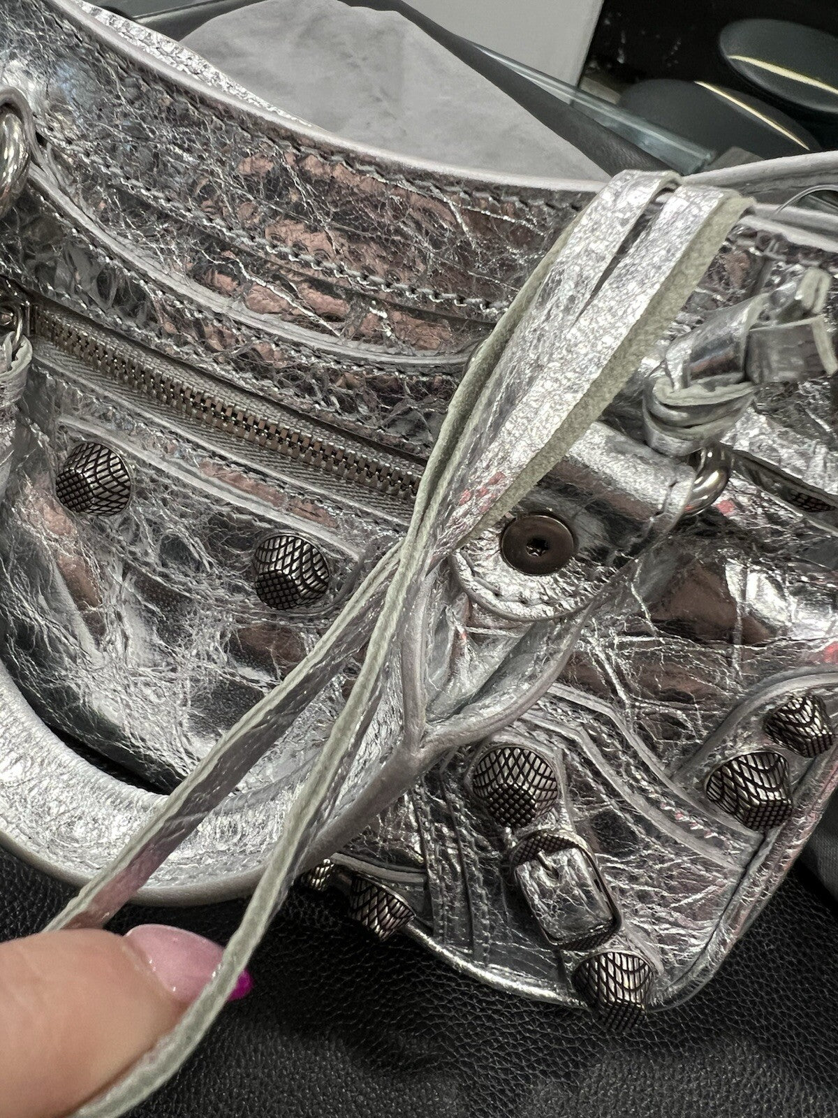 Balenciaga Neo Cagole Mini Metallized Tote Bag