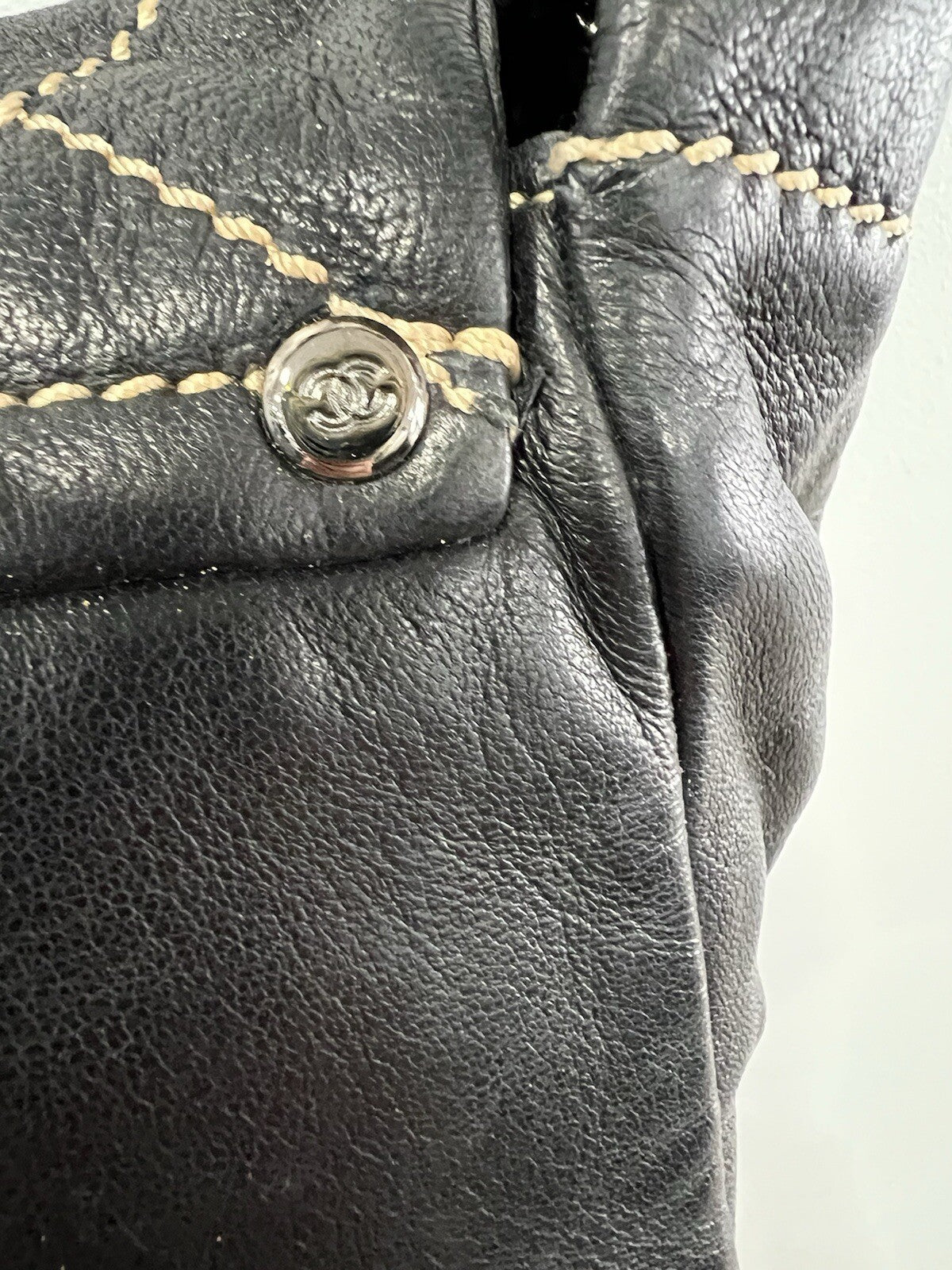 Chanel Wild Stitch Lambskin Chain Bag W/Certificate Of Authenticity