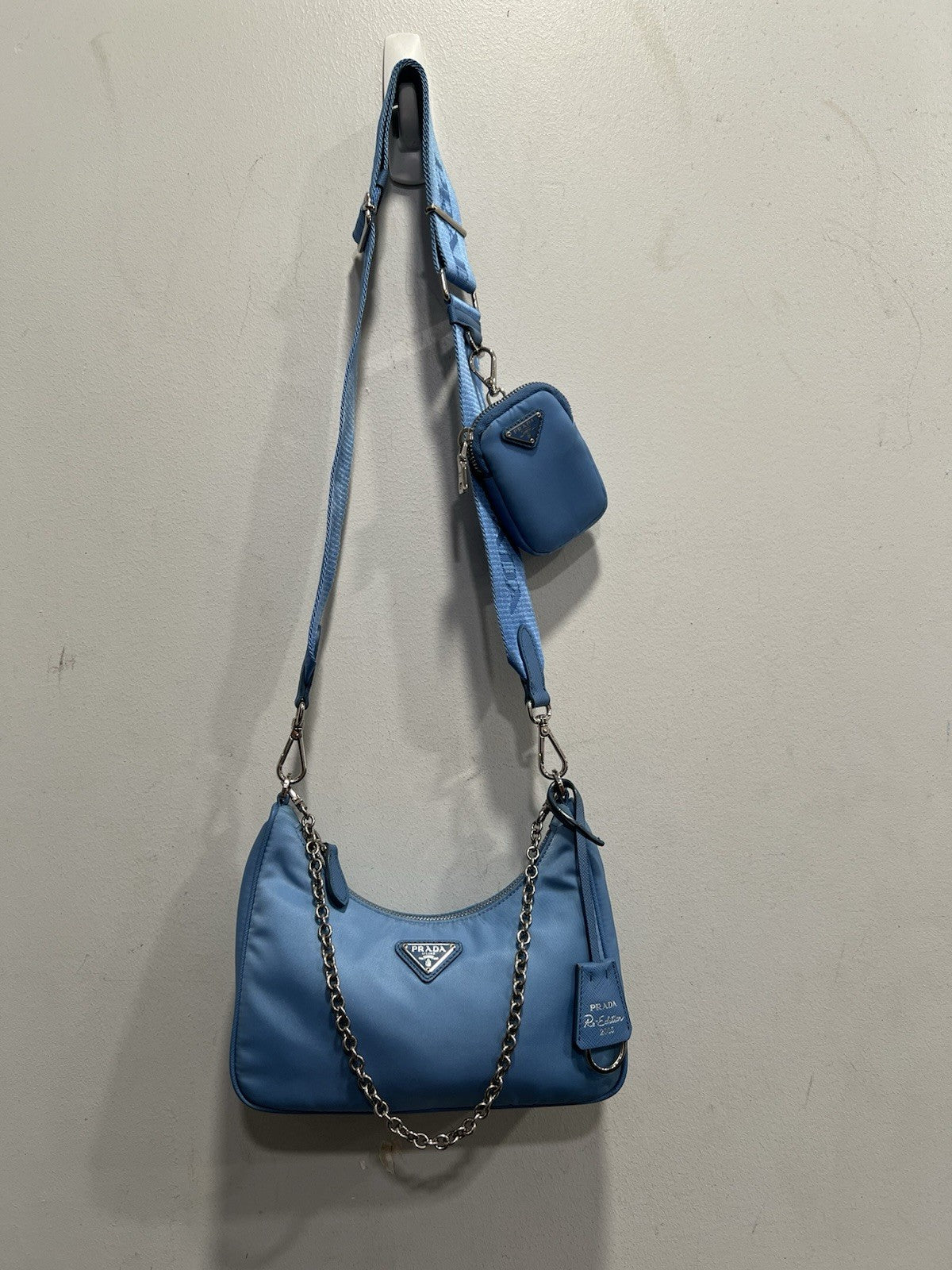 Prada Re-Edition 2005 Shoulder Tessuto Blue Nylon Shoulder Bag
