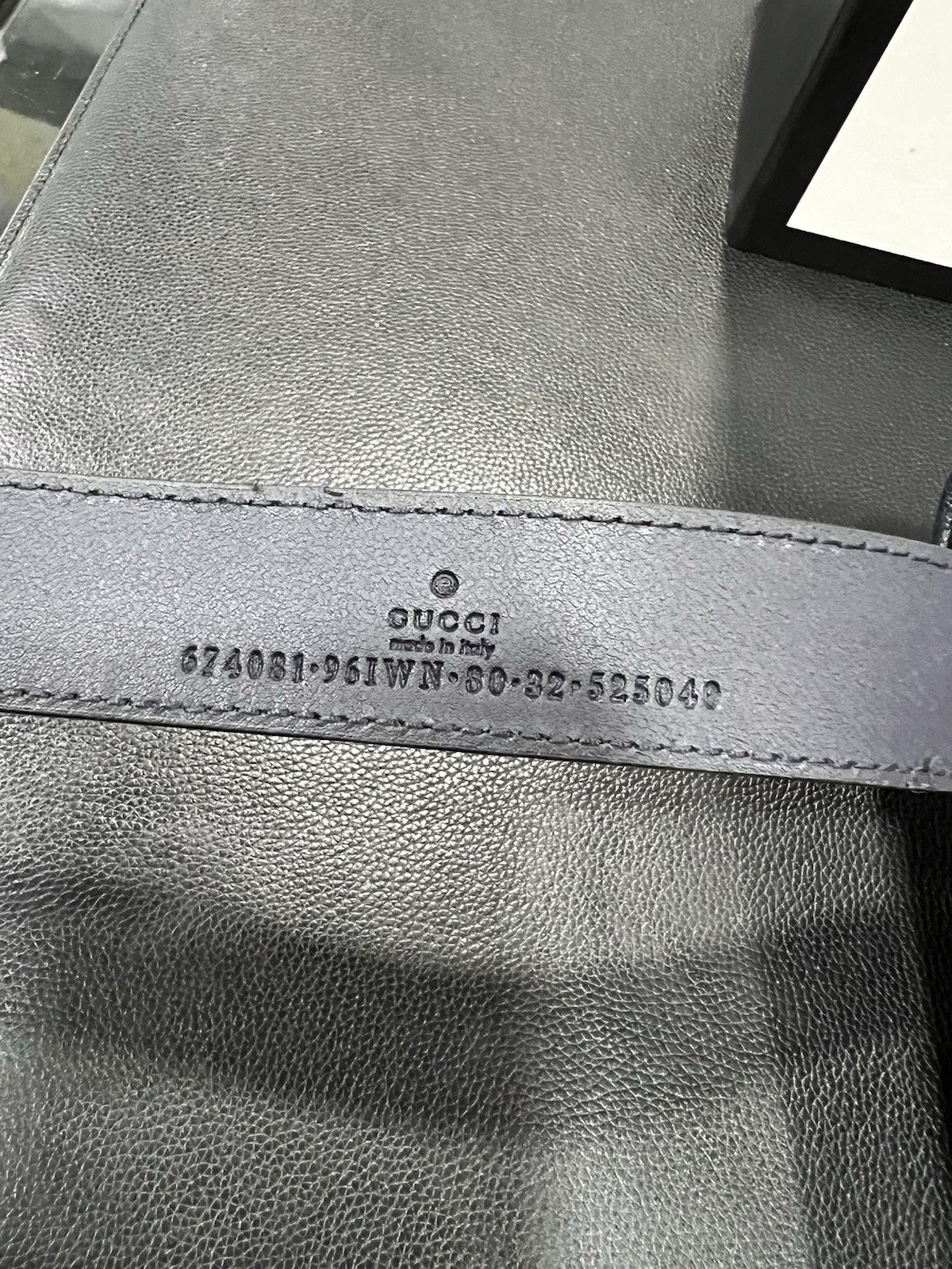 Gucci GG Supreme Navy Belt Bag Box & Authenticity Size 32"