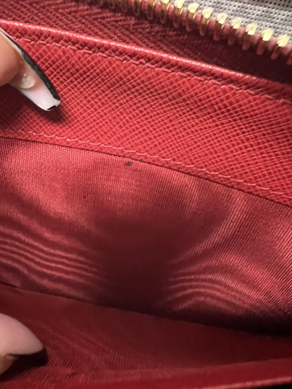 Prada Saffiano Red Leather Zip Around Wallet W/COA