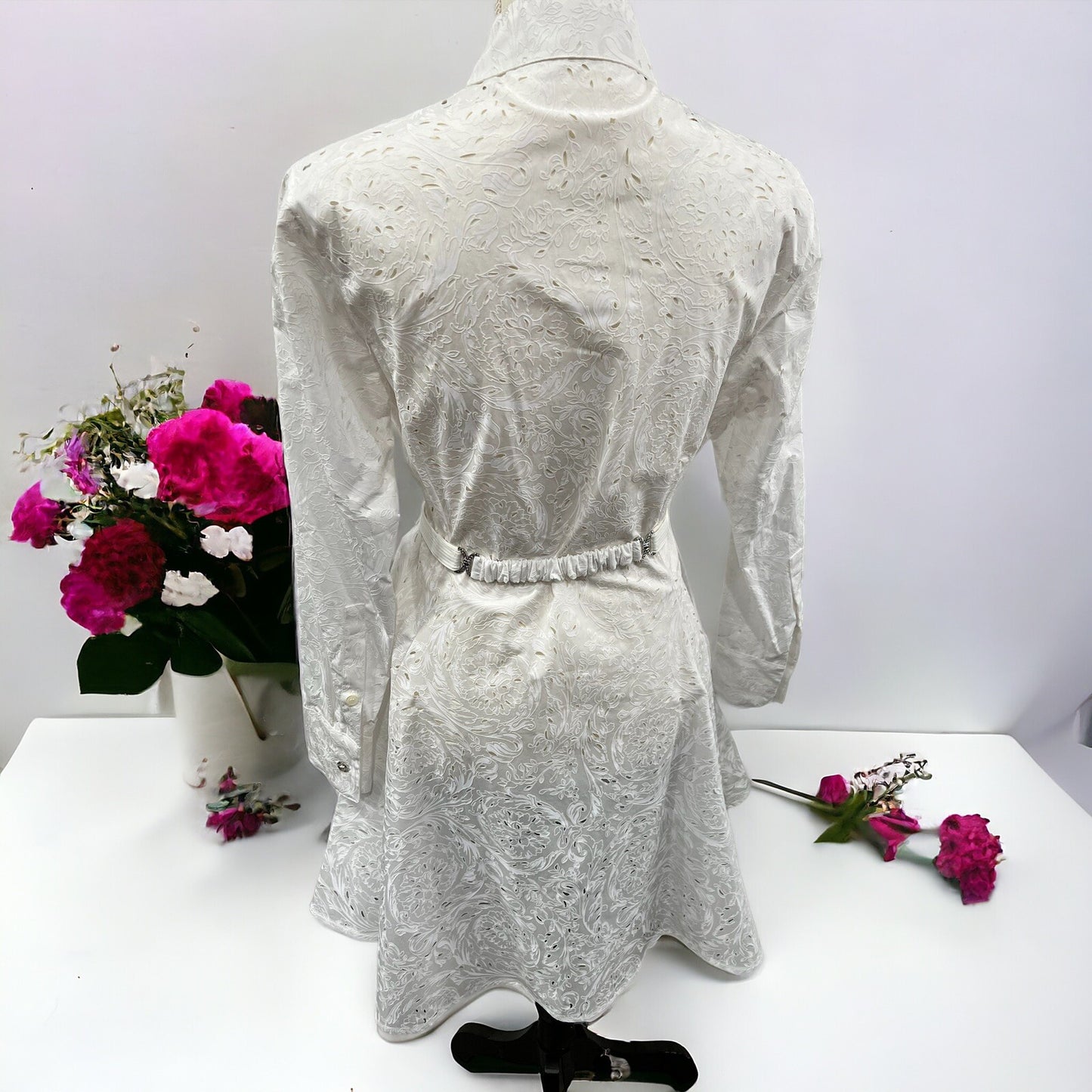 Versace Sangallo Barocco Embroidered Shirtdress Size 42/US6