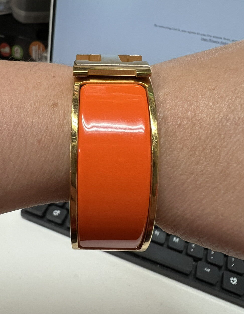 Hermes Clic Clac H Orange/Gold Bracelet PM