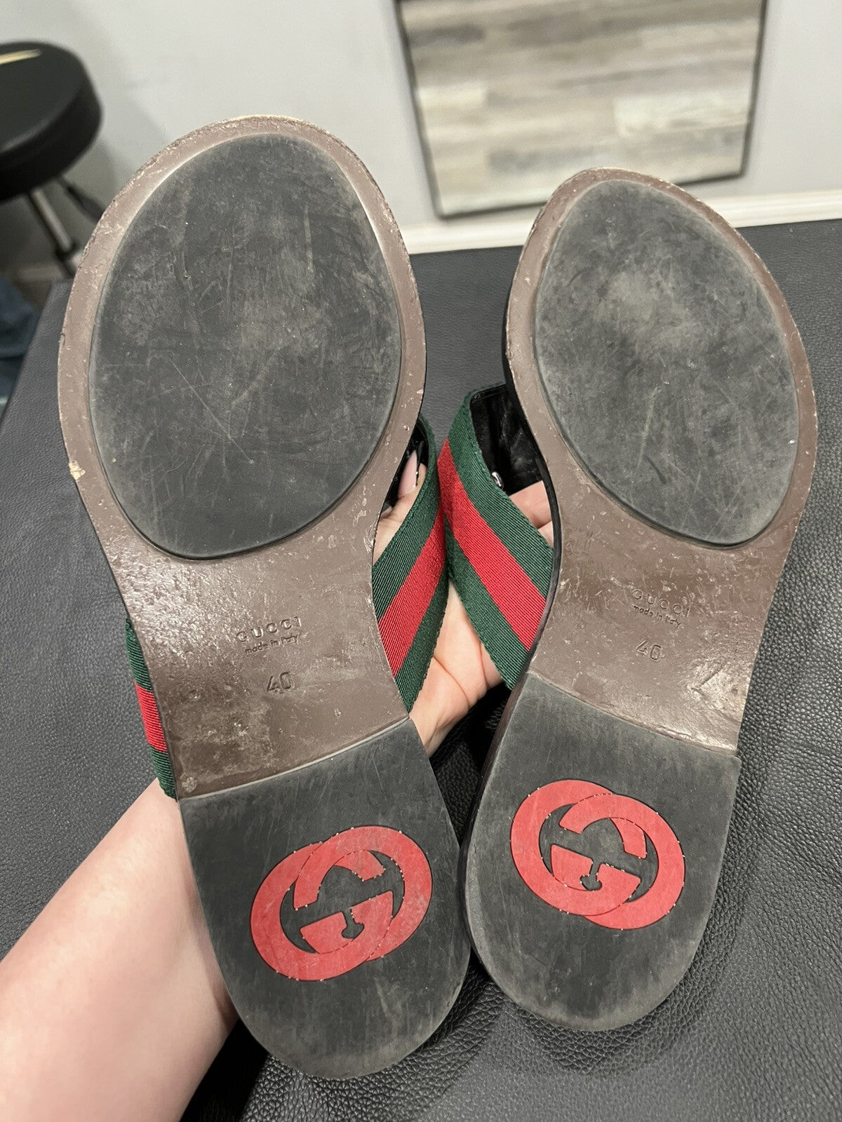 Gucci Kika Interlocking G Web Sandal Size 40/US 10 W/Duster