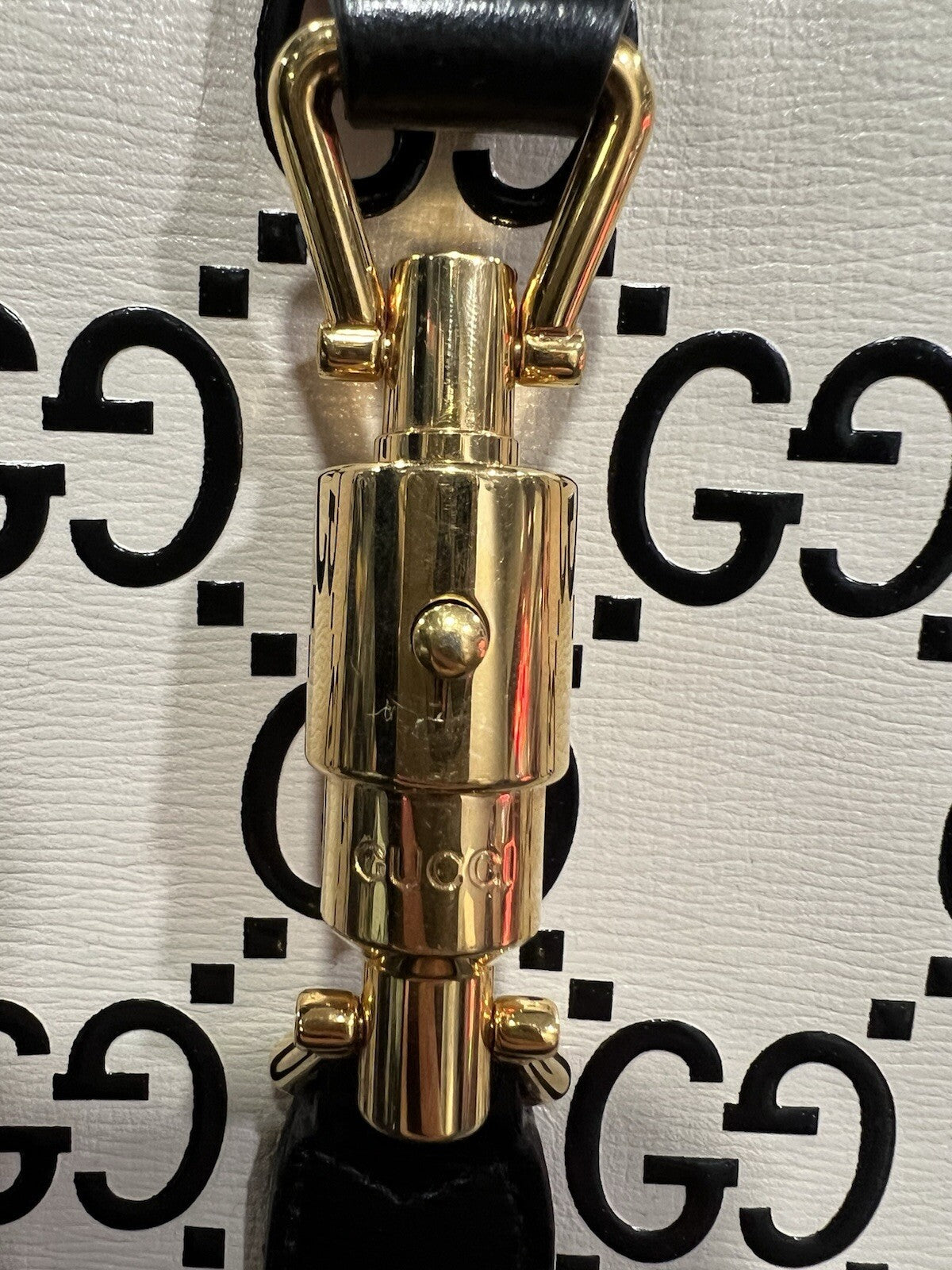 Gucci Jackie 1961 Small White/Black Crossbody Shoulder Bag W/Duster