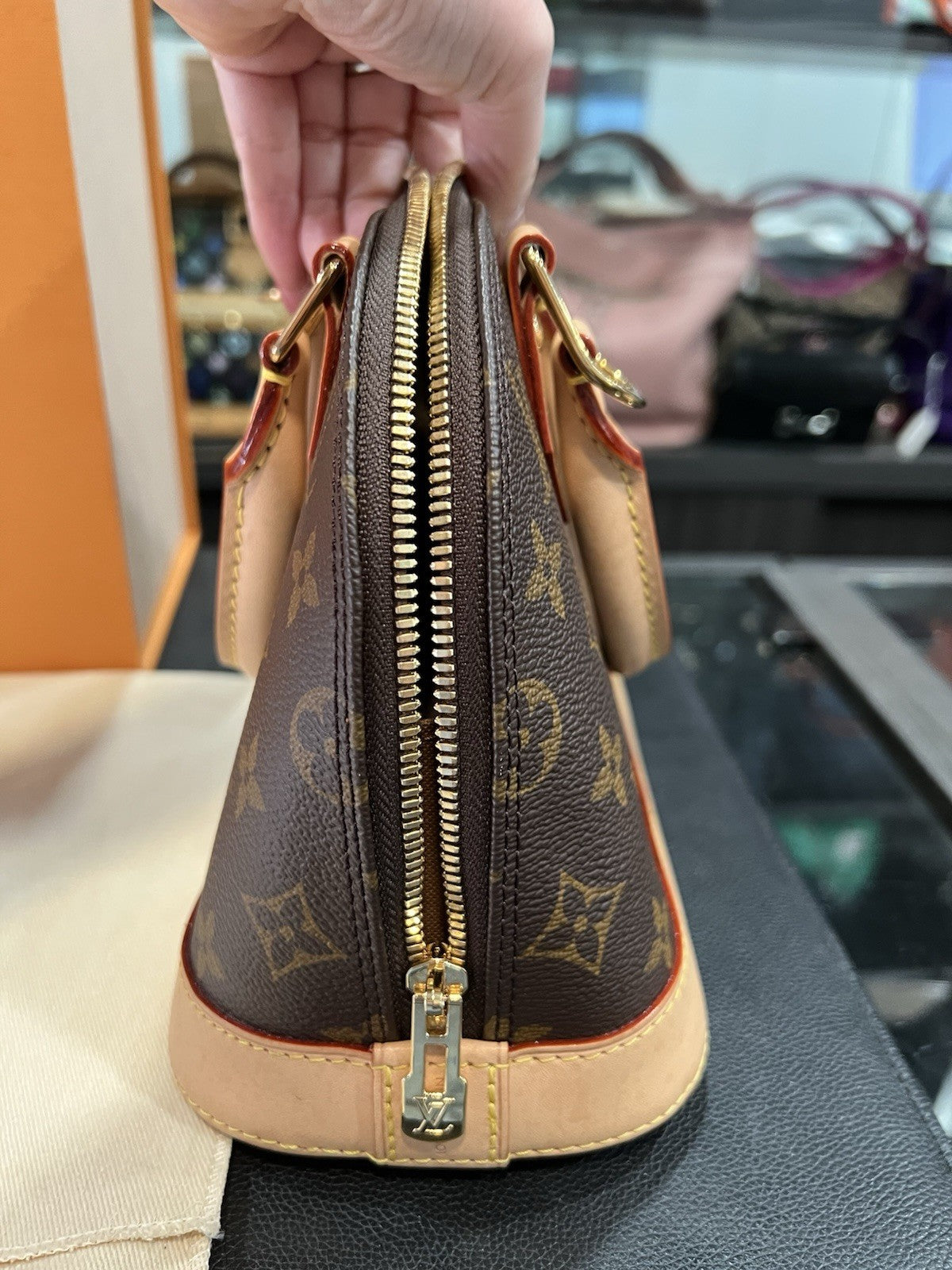 Louis Vuitton Monogram BB Alma With Box Duster Lock Key Receipt Retail $2000