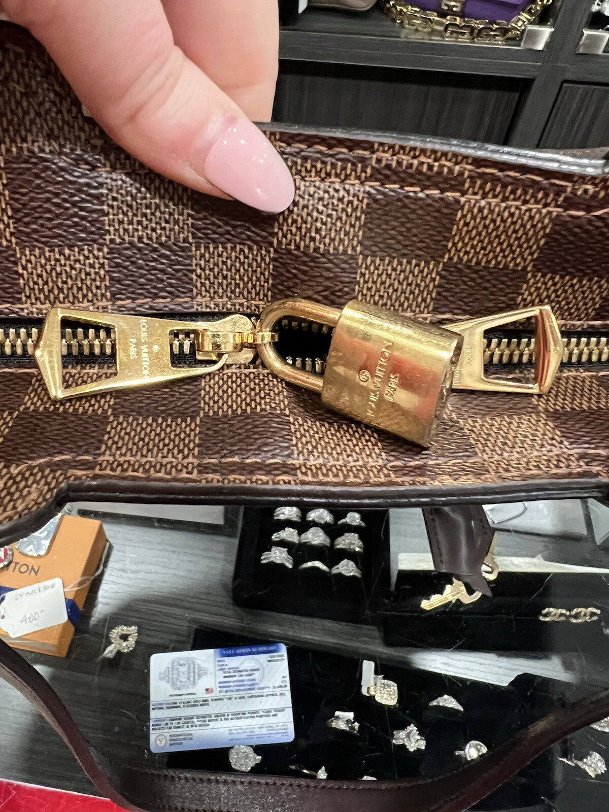 Louis Vuitton Damer Ebene "Jersey" Tote Bag W/Certificate Of Authenticity