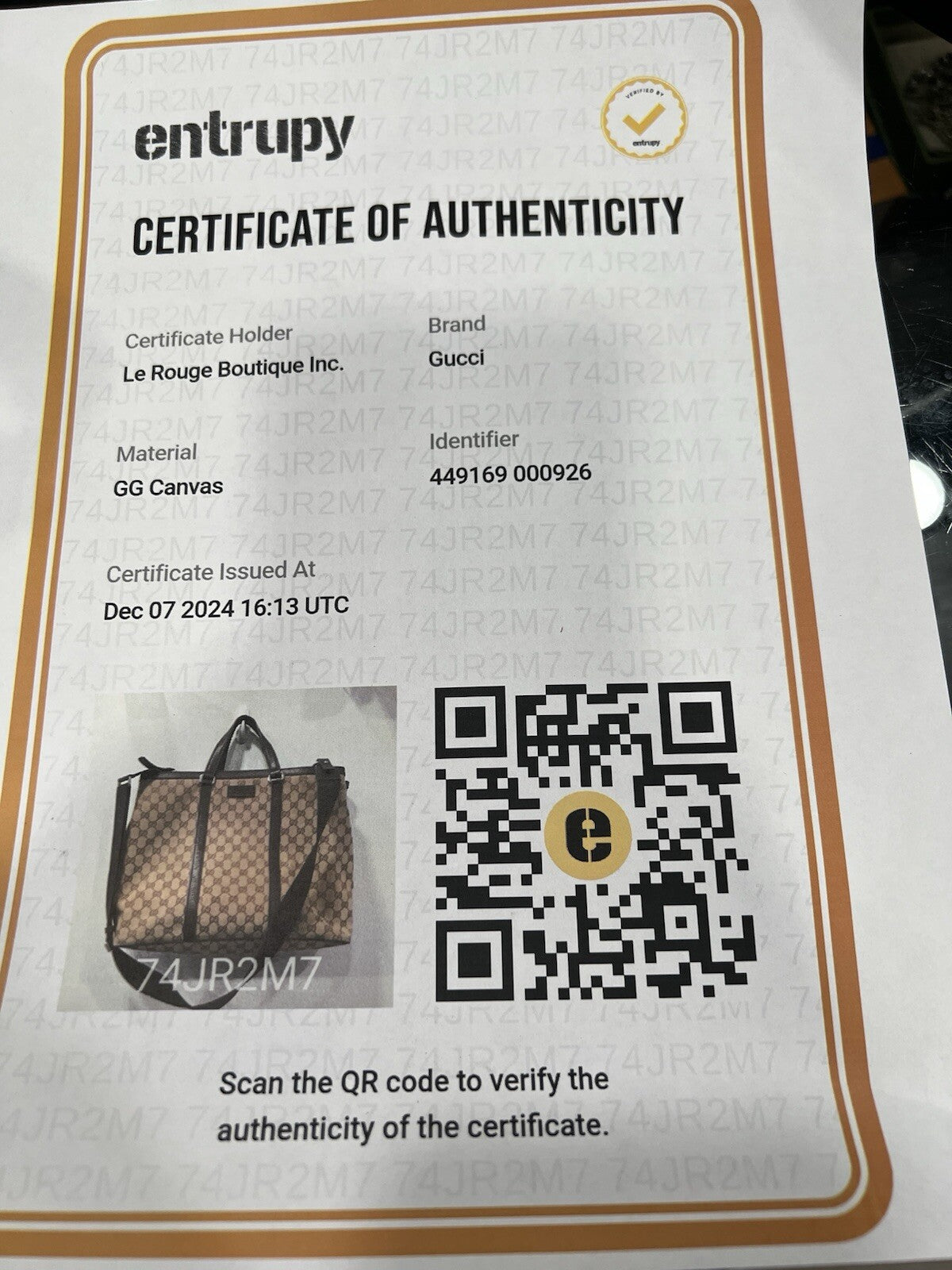 Gucci Large Joy Tote Crossbody With Certificate of Authenticity