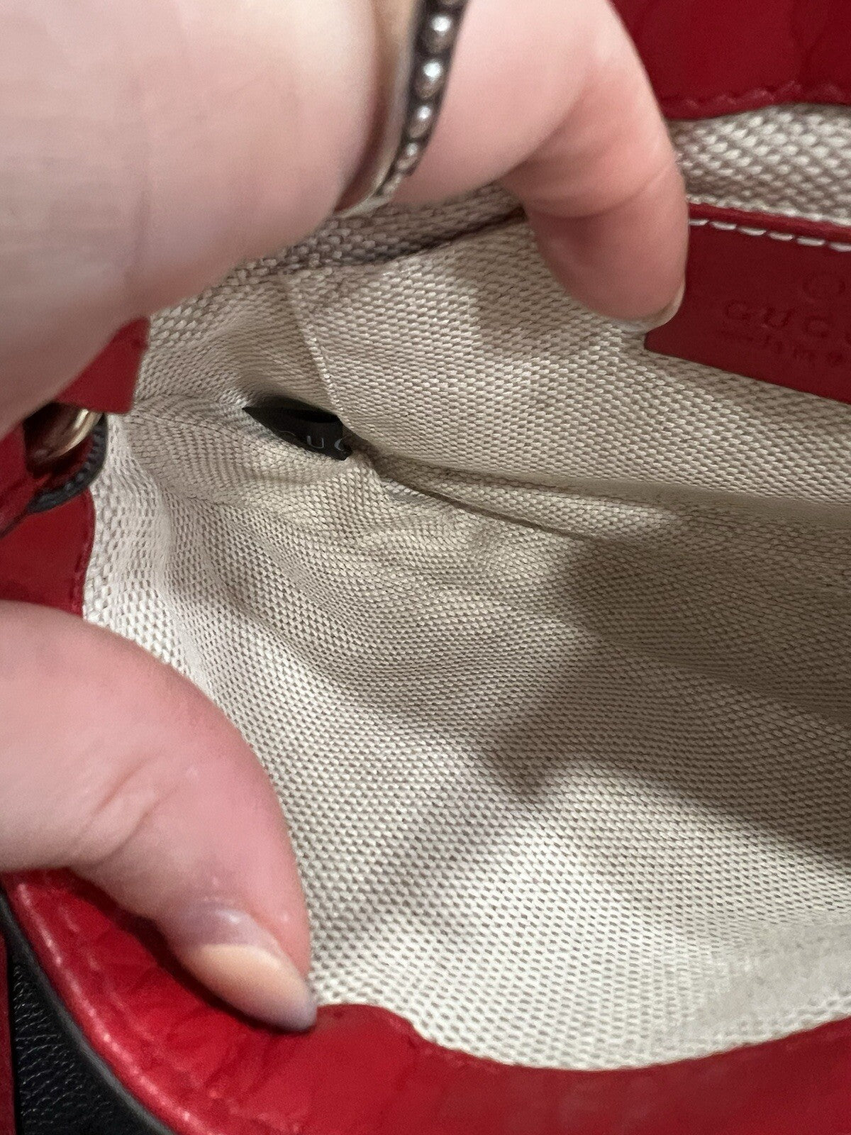 Gucci Red Leather Soho Mini Chain Bag With Certficate of Authenticity