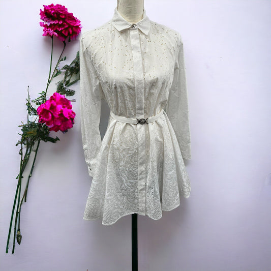 Versace Sangallo Barocco Embroidered Shirtdress Size 42/US6