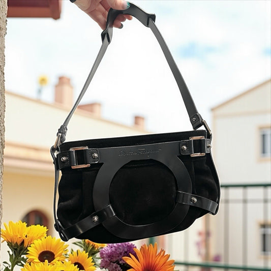 Salvatore Ferramao Gancino Nubuck Baguette Shouler Bag