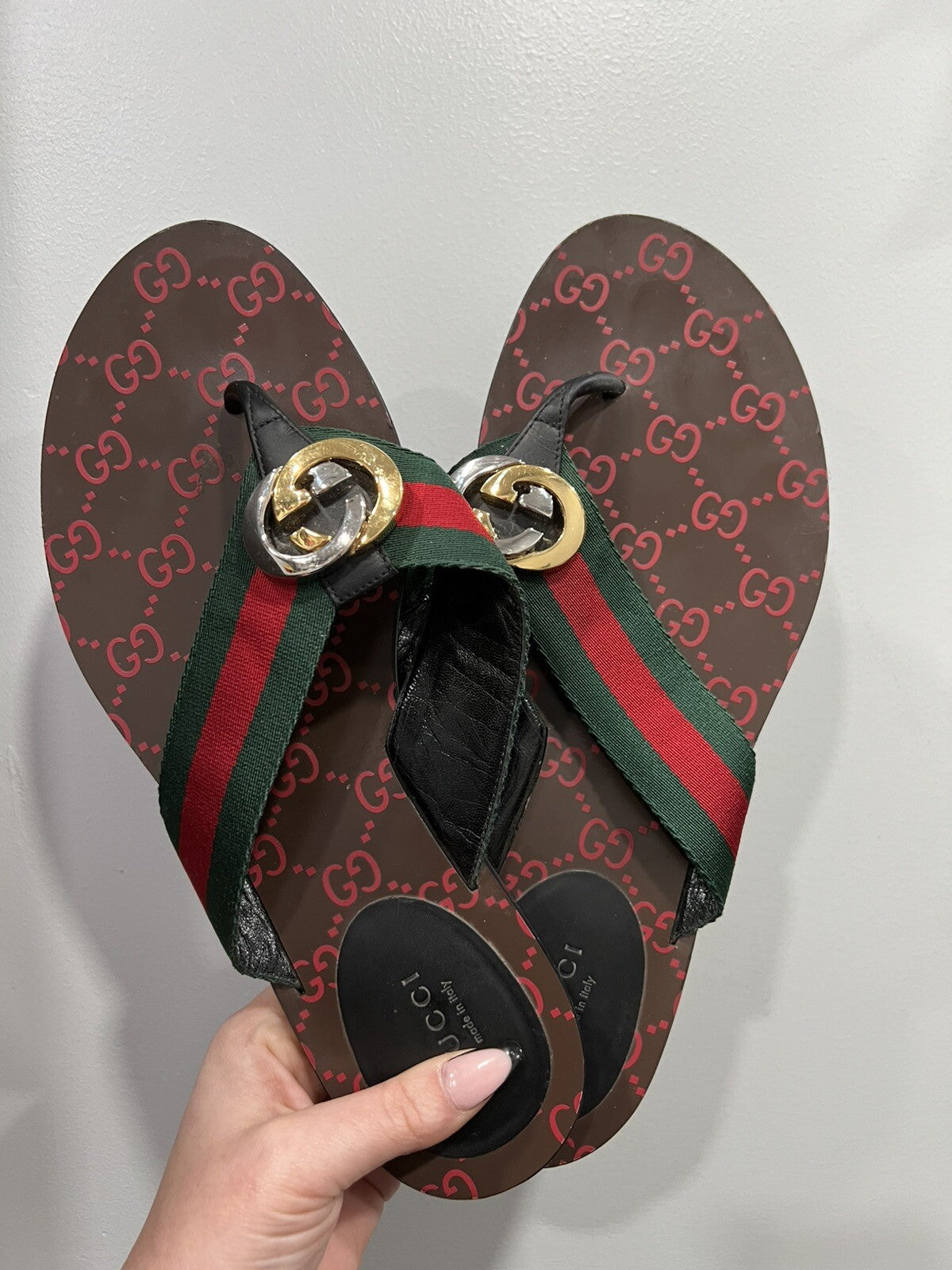 Gucci Kika Interlocking G Web Sandal Size 40/US 10 W/Duster