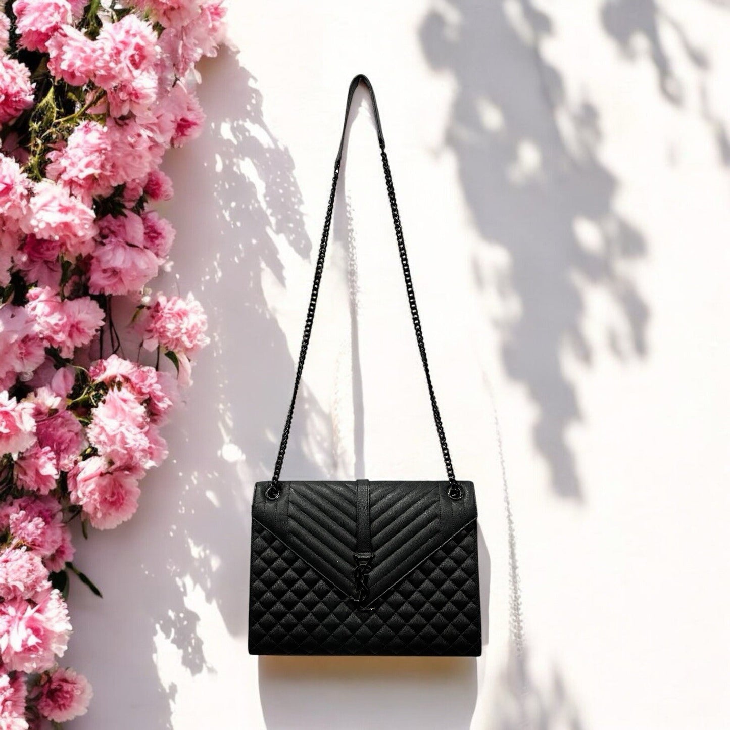 YSL Saint Laurent Black Large Triquilt Bag Retail $3300