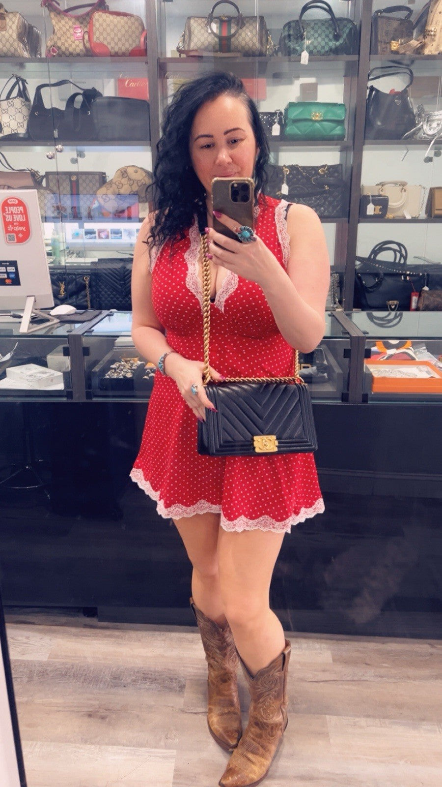 Chanel Black Gold Chevron Caviar Boy Bag With Duster & Authenticity Retail $6900