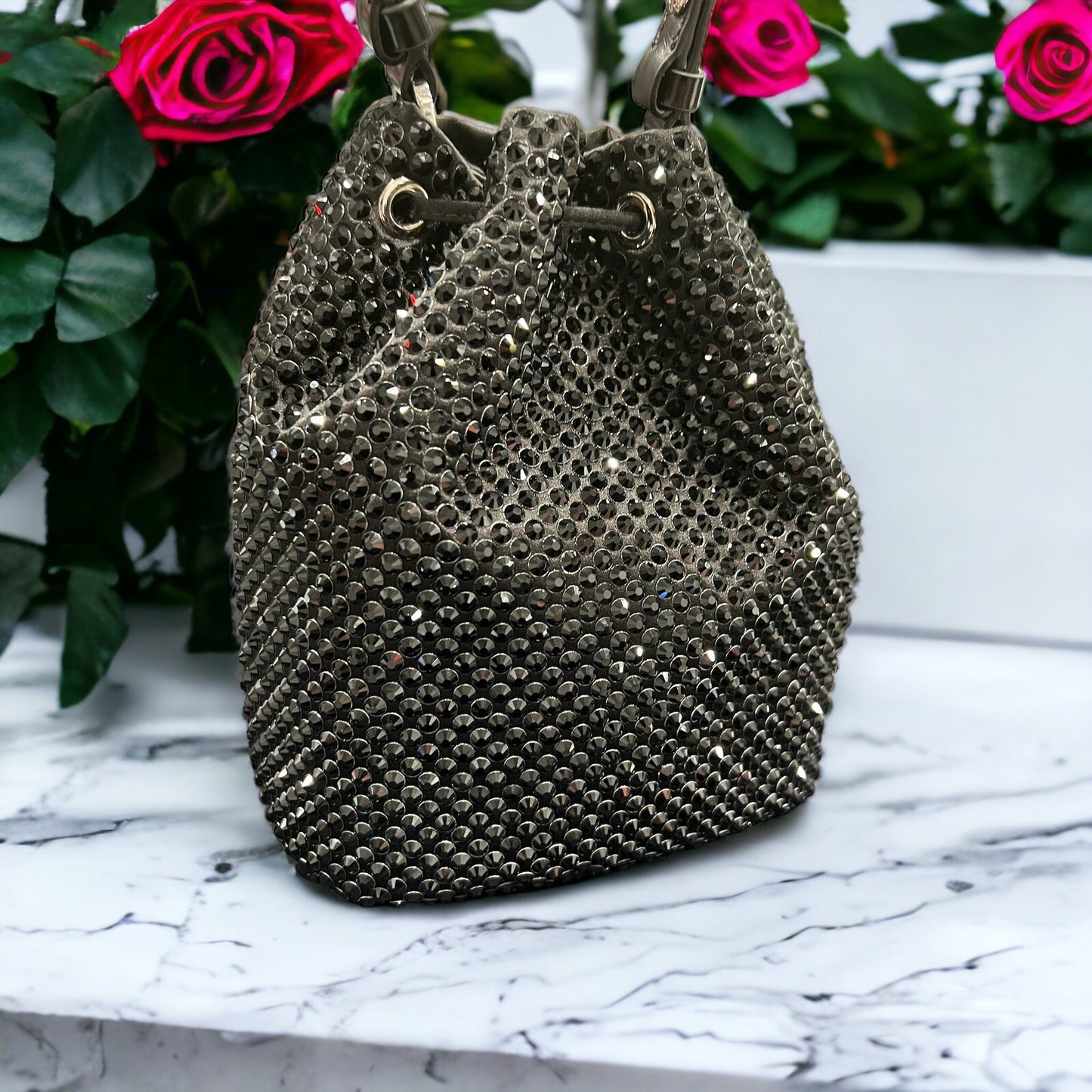 Prada Satin Mini Bucket Bag W/Crystals NWOB W/Certificate of Authenticity & Tags