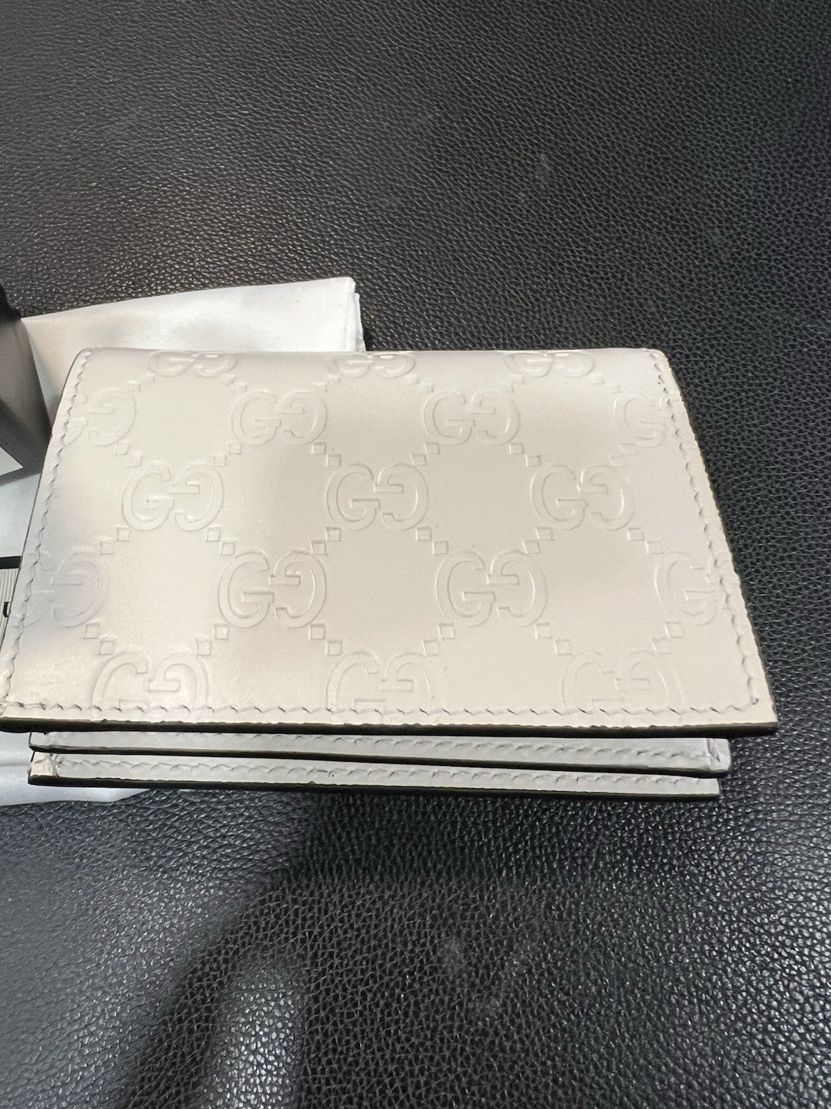 Gucci Limited Edition Guccissima White Cherry Card Case Compact Wallet NIB