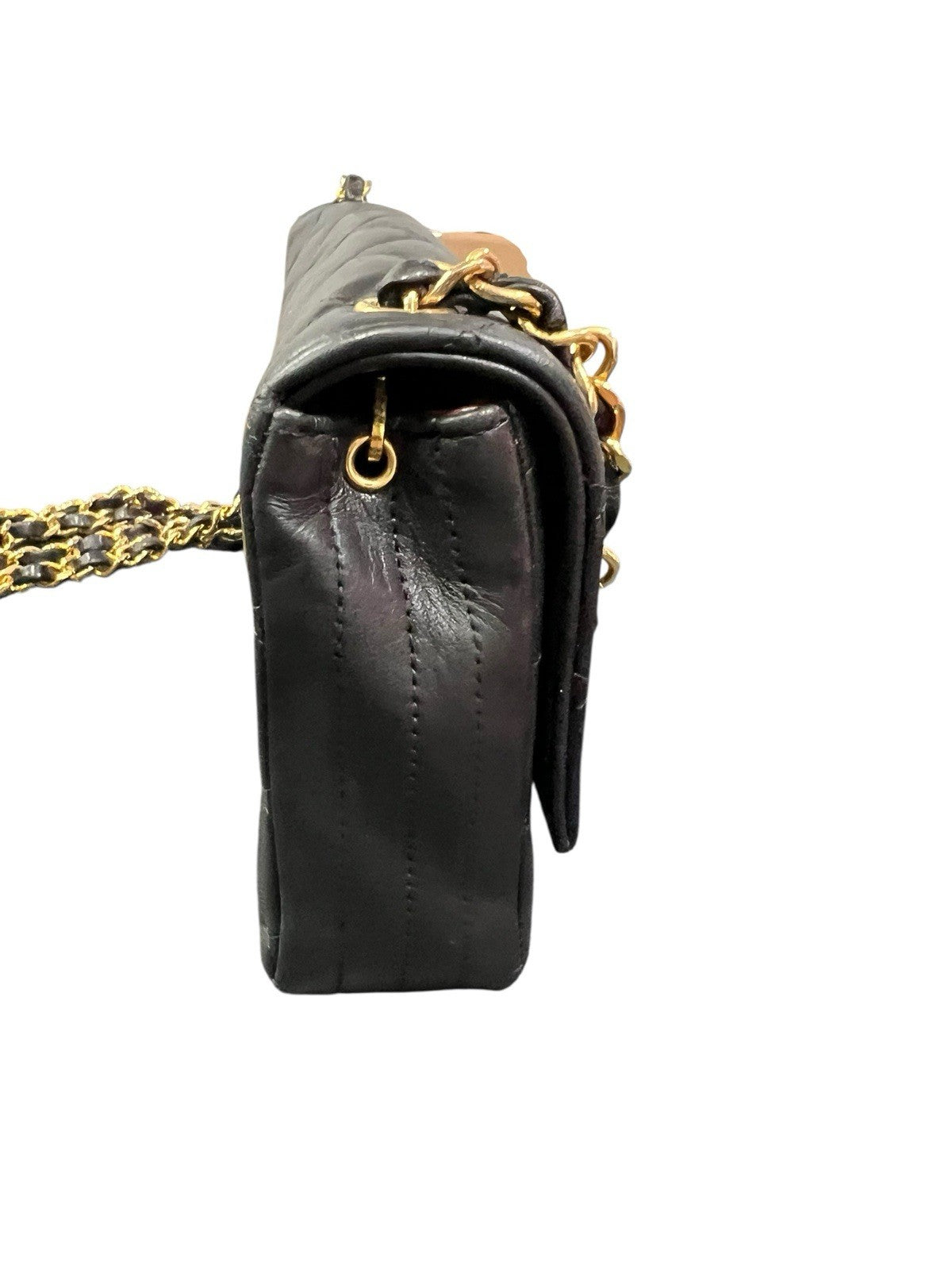 Chanel Vintage 24k Gold Plated Rectangular Single Flap Chain Bag