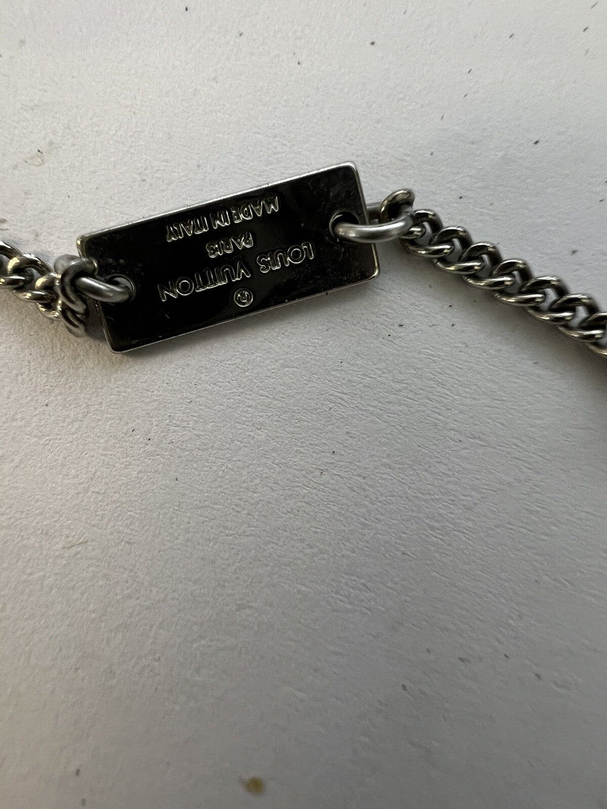 Louis Vuitton Silver-Toned Palladium Finish Locket Necklace Adjustable