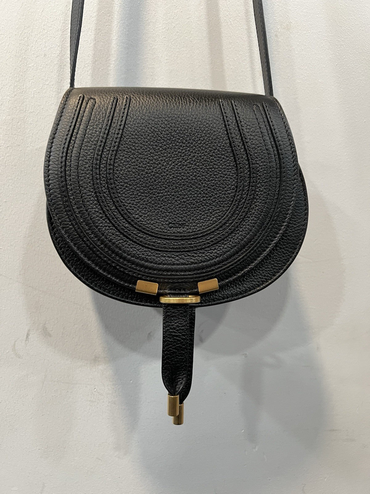 Chloe Black Leather Marcie Crossbody Bag W/Duster & Authenticity