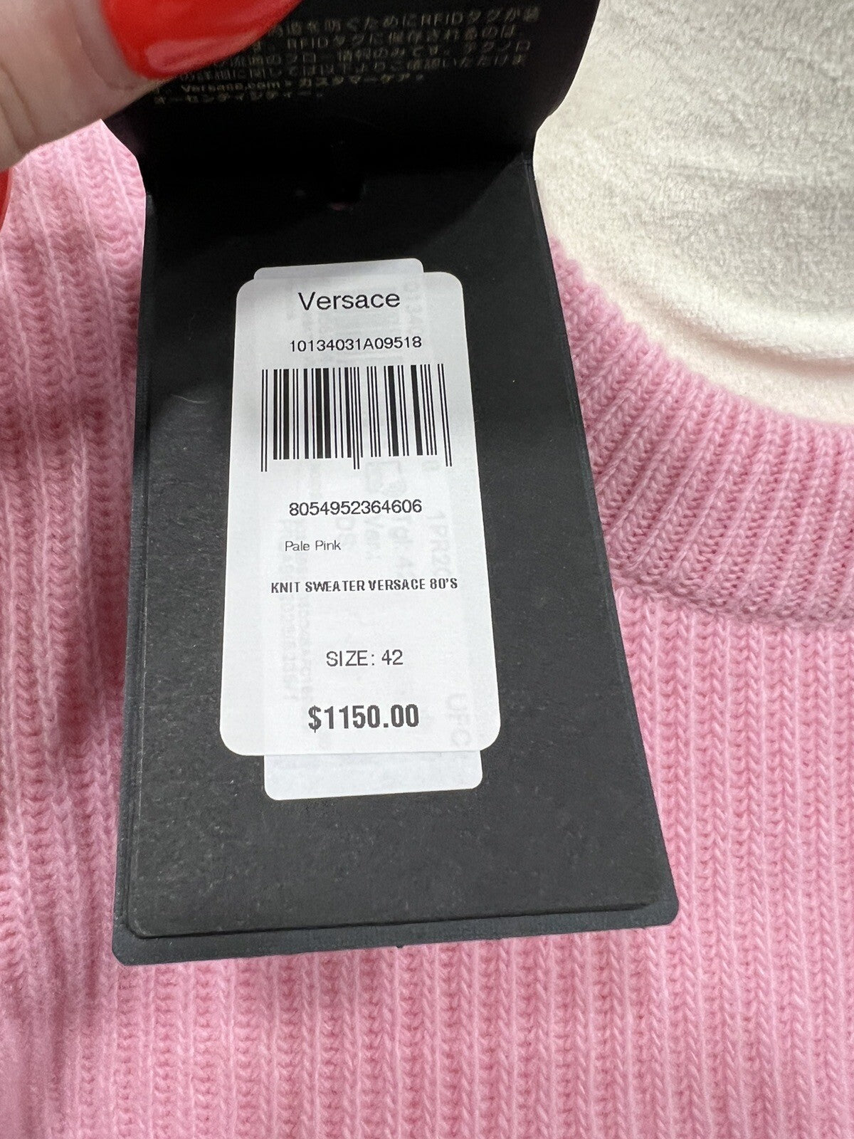 Versace 90s Logo Women's Pink Wool Sweater NWT (Retail $1150) Size 42/US6