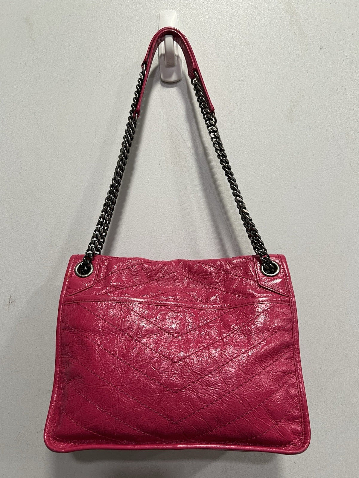 YSL Saint Laurent Pink Leather Niki Bag Retail $3400
