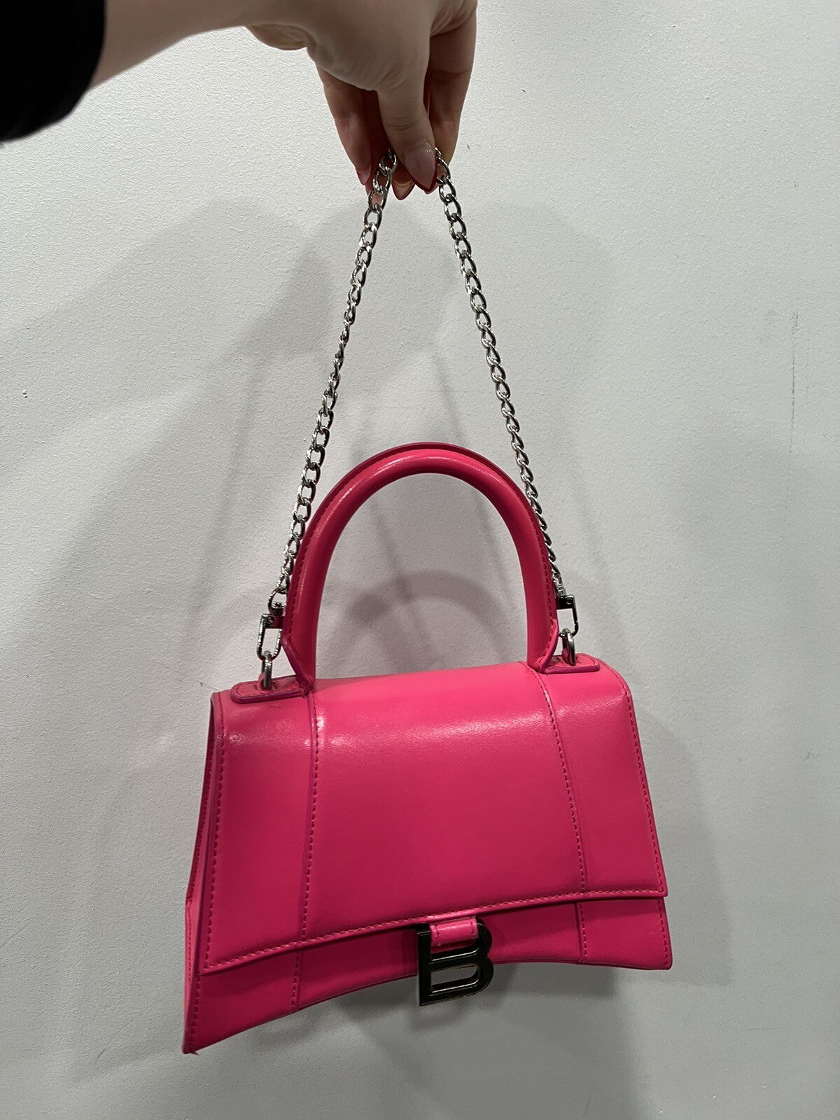 Balenciaga Hot Pink/Silver Small Hourglass Bag