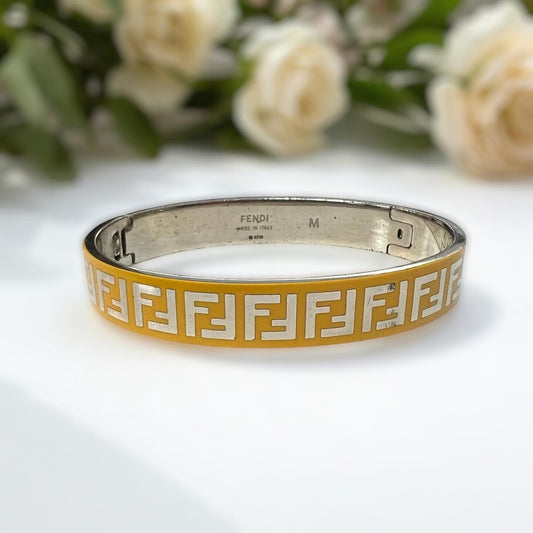 Fendi Yellow Silver Toned Enamel Forever Bracelet M