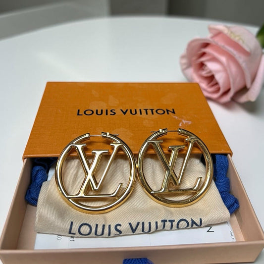 Louis Vuitton Louise GM Hoop Earrings Box Duster & Receipt Retail $740