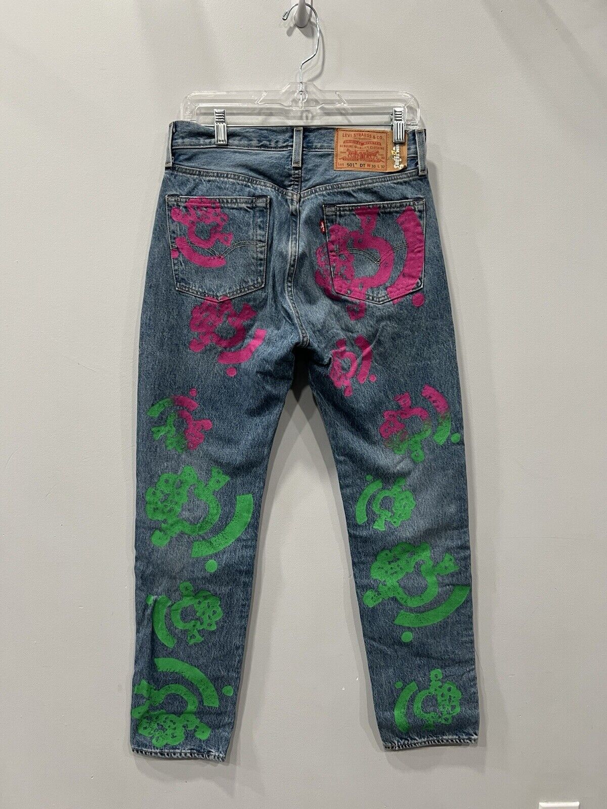 Denim Tears Bstroy Tears 501 DT Light Wash Jean Pink/Green 30 X 32