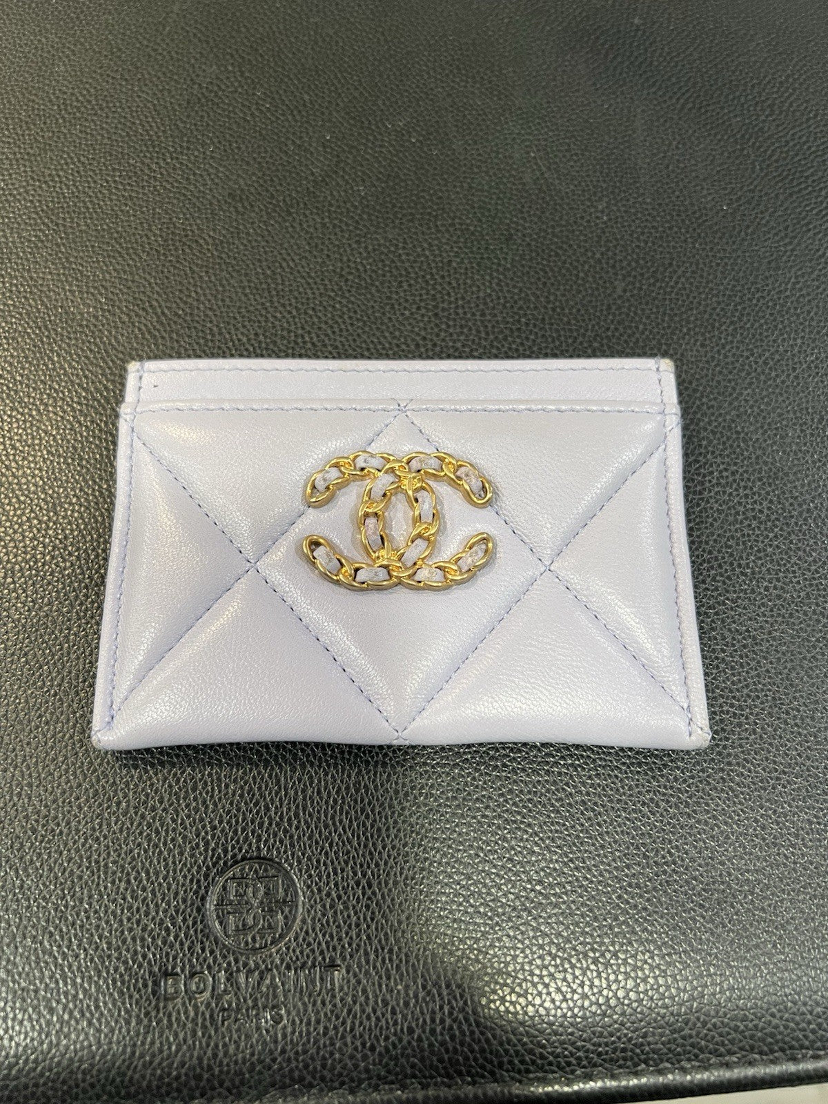 Chanel 19 Lavender Gold Card Case With Authenticity