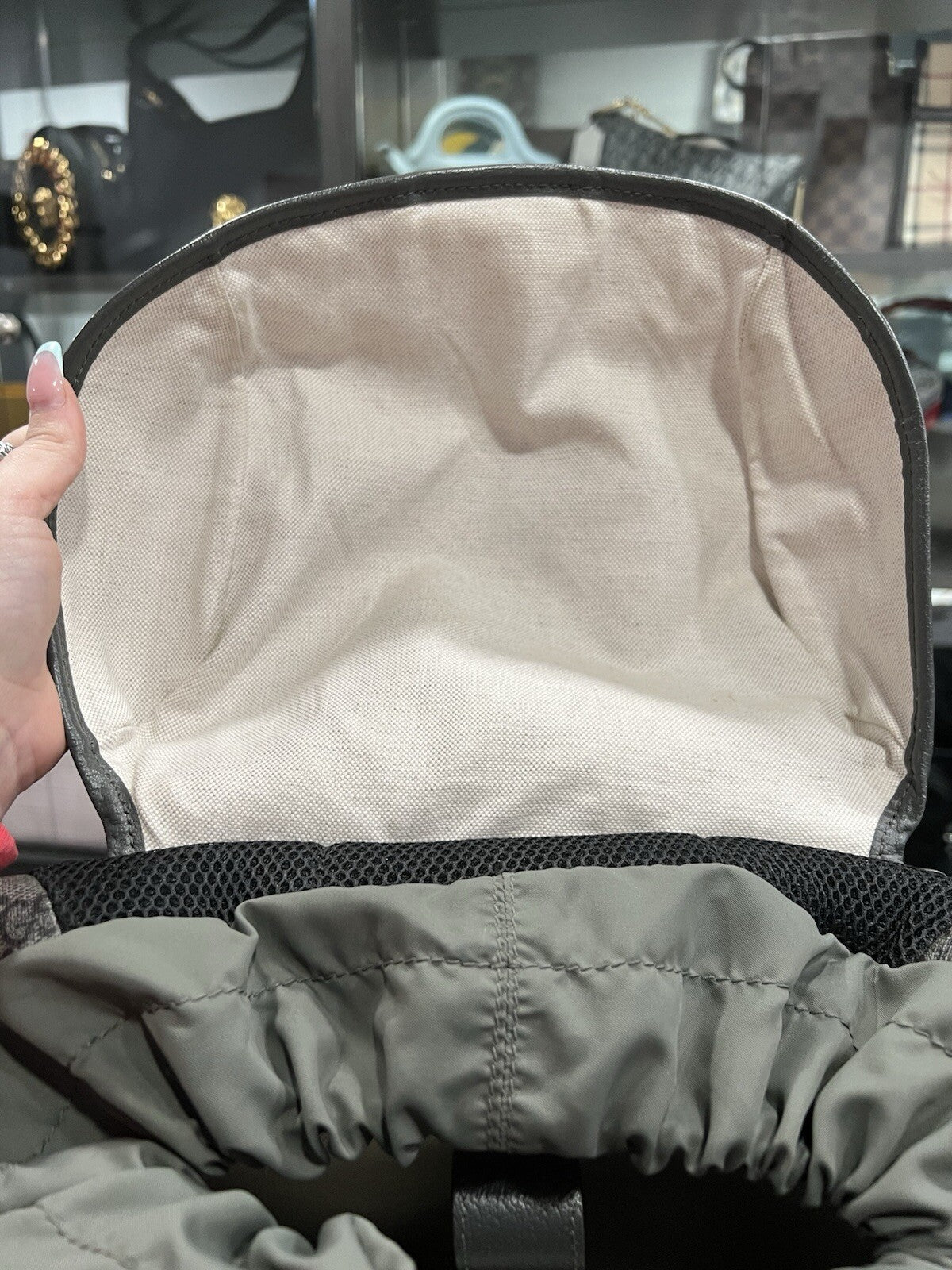 Gucci Ophidia Grey Backpack With Authenticity