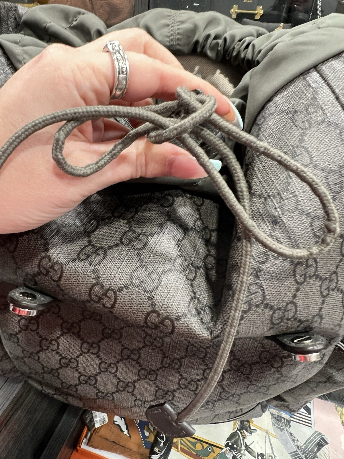 Gucci Ophidia Grey Backpack With Authenticity