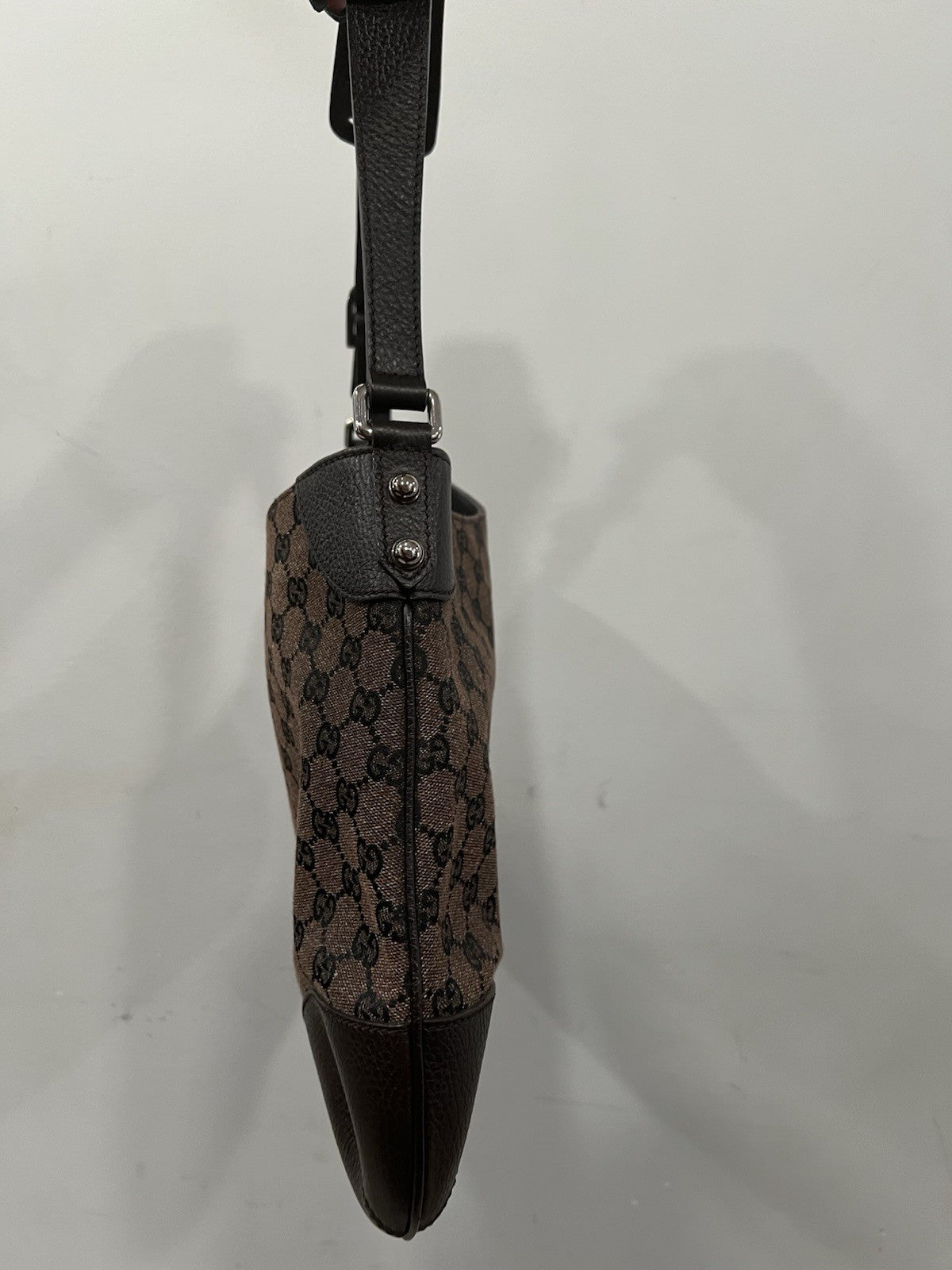 Gucci Charlotte Brown Leather/Denim Cloth Shoulder Bag RARE