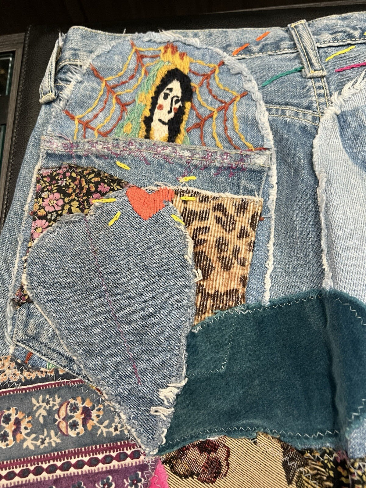 KAPITAL Straight Leg Crazy Patchwork Jeans Size 30 AUTHENTIC