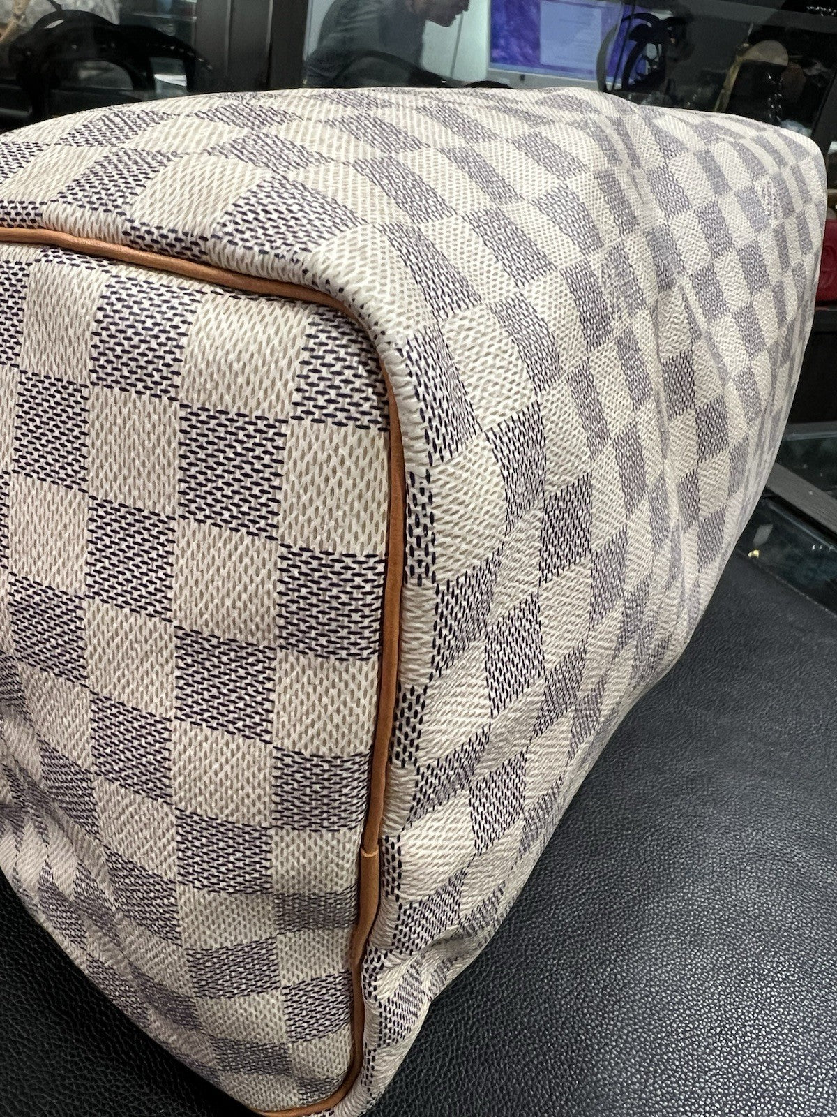 Louis Vuitton Damier Azure Speedy 35 W/Duster Lock & Certificate Of Authenticity
