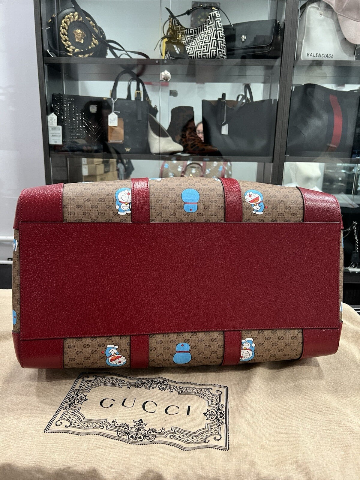 Gucci X Fujiko Pro Doraemon GG Supreme Canvas Boston Duffle Bag NWOB