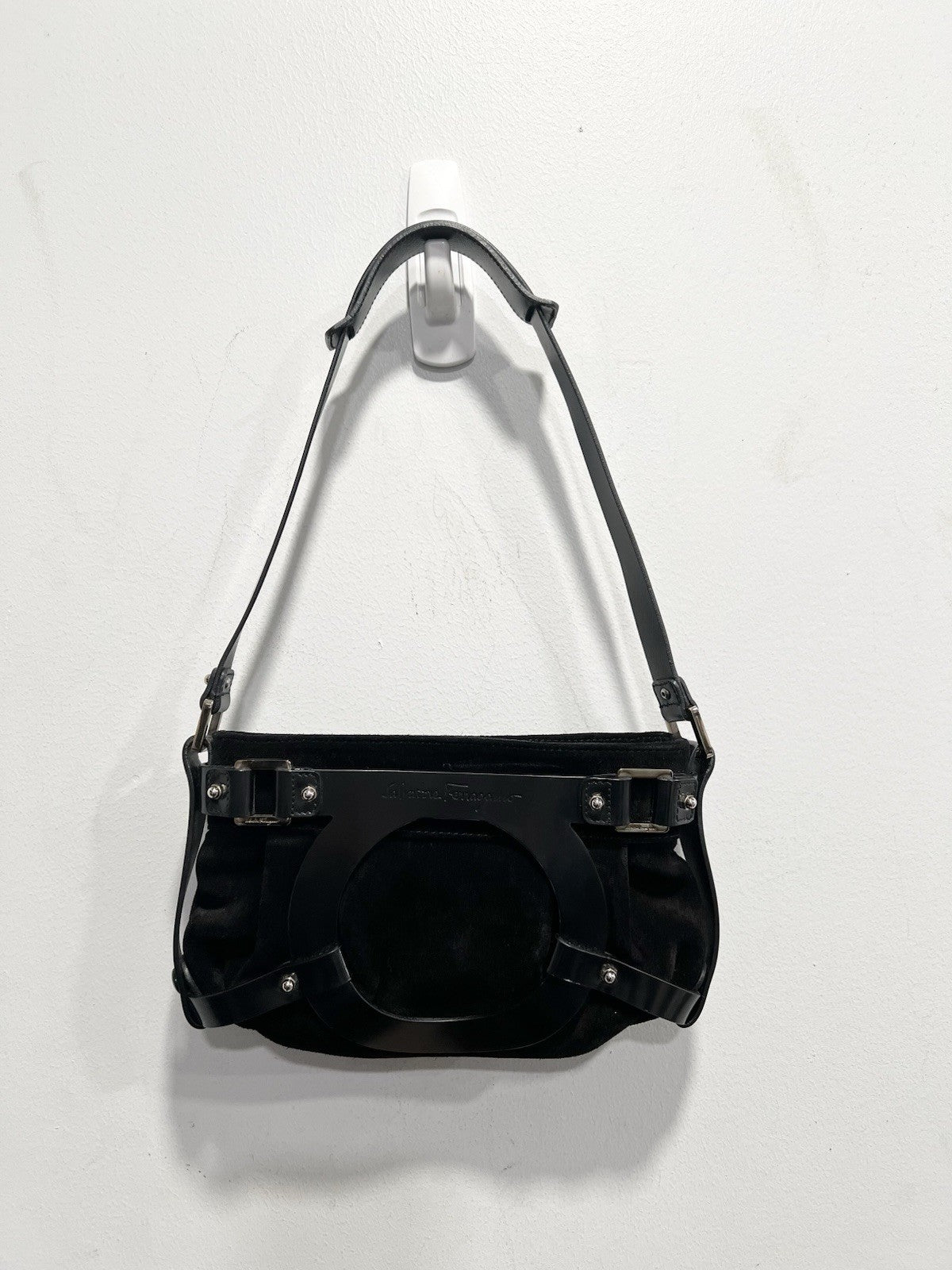 Salvatore Ferramao Gancino Nubuck Baguette Shouler Bag